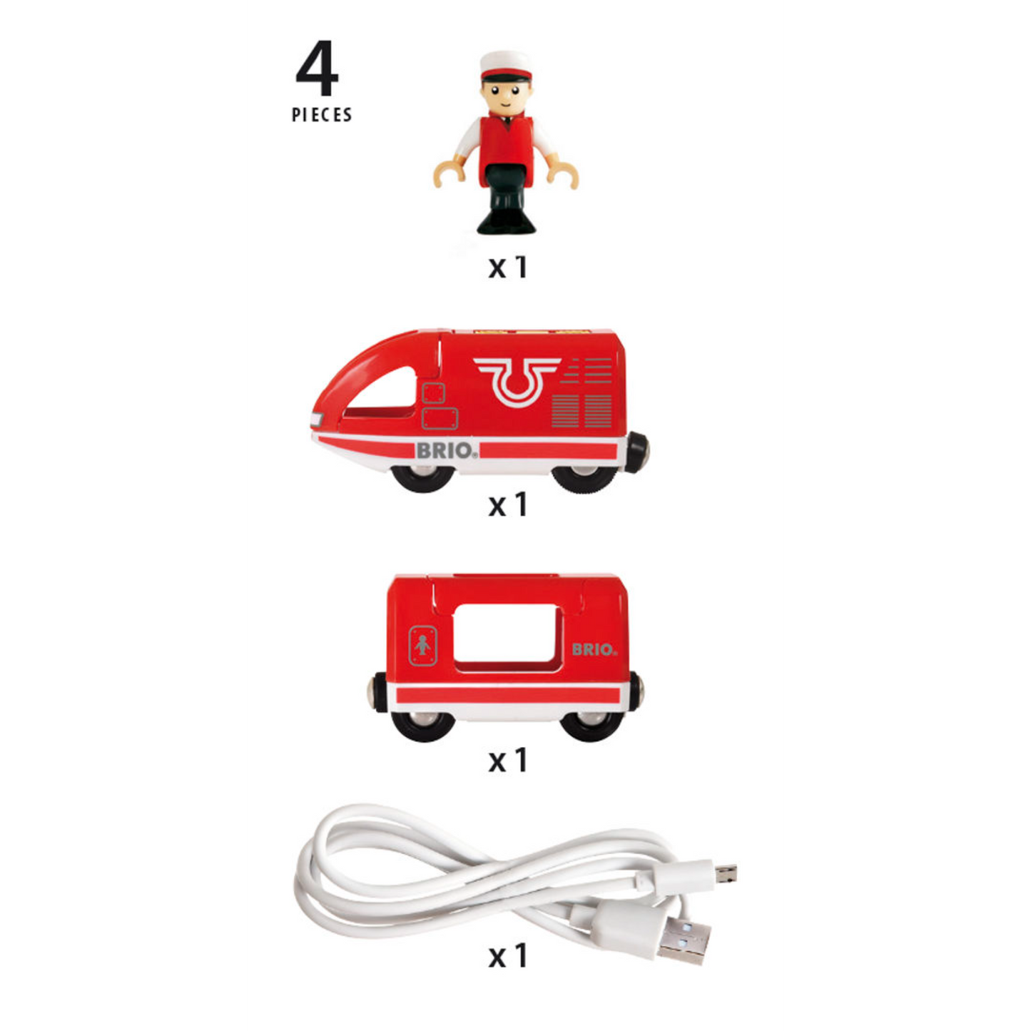 BRIO Train - Travel Rechargeable Train, 4 pieces