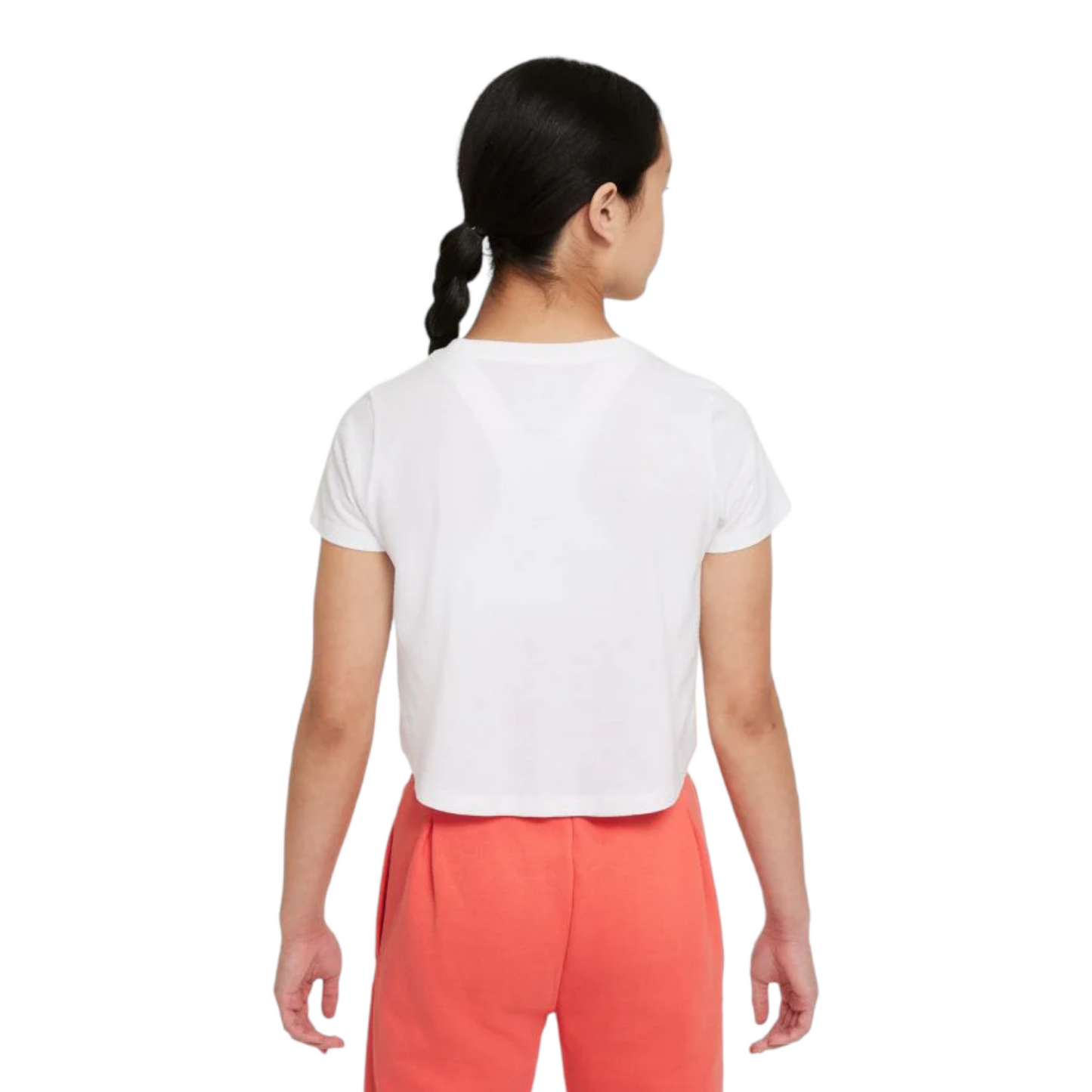Nike Girl's Sportswear Older Cropped Futura T-Shirt - White