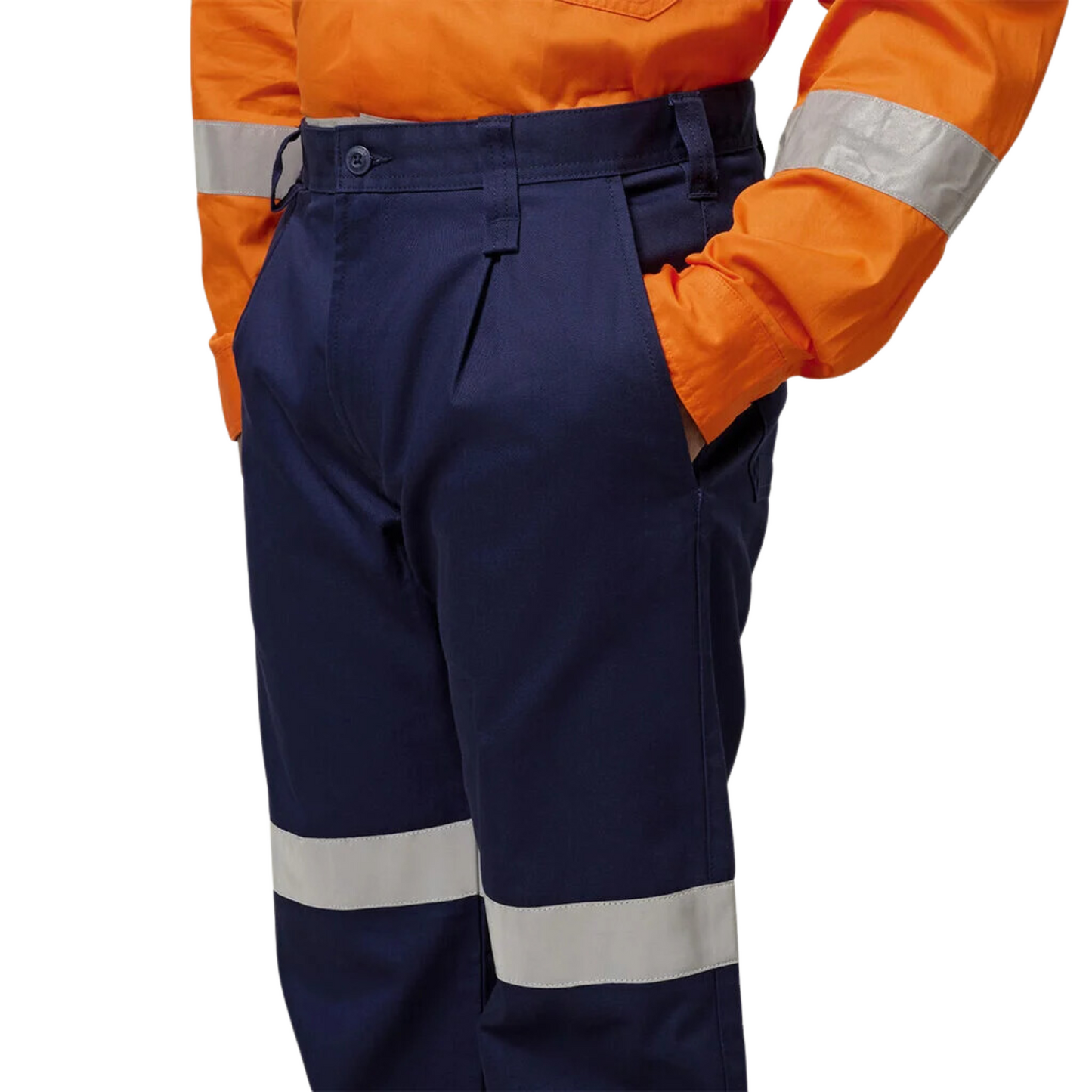 Hard Yakka Men's Double Hoop Tape Cotton Drill Pant - Navy