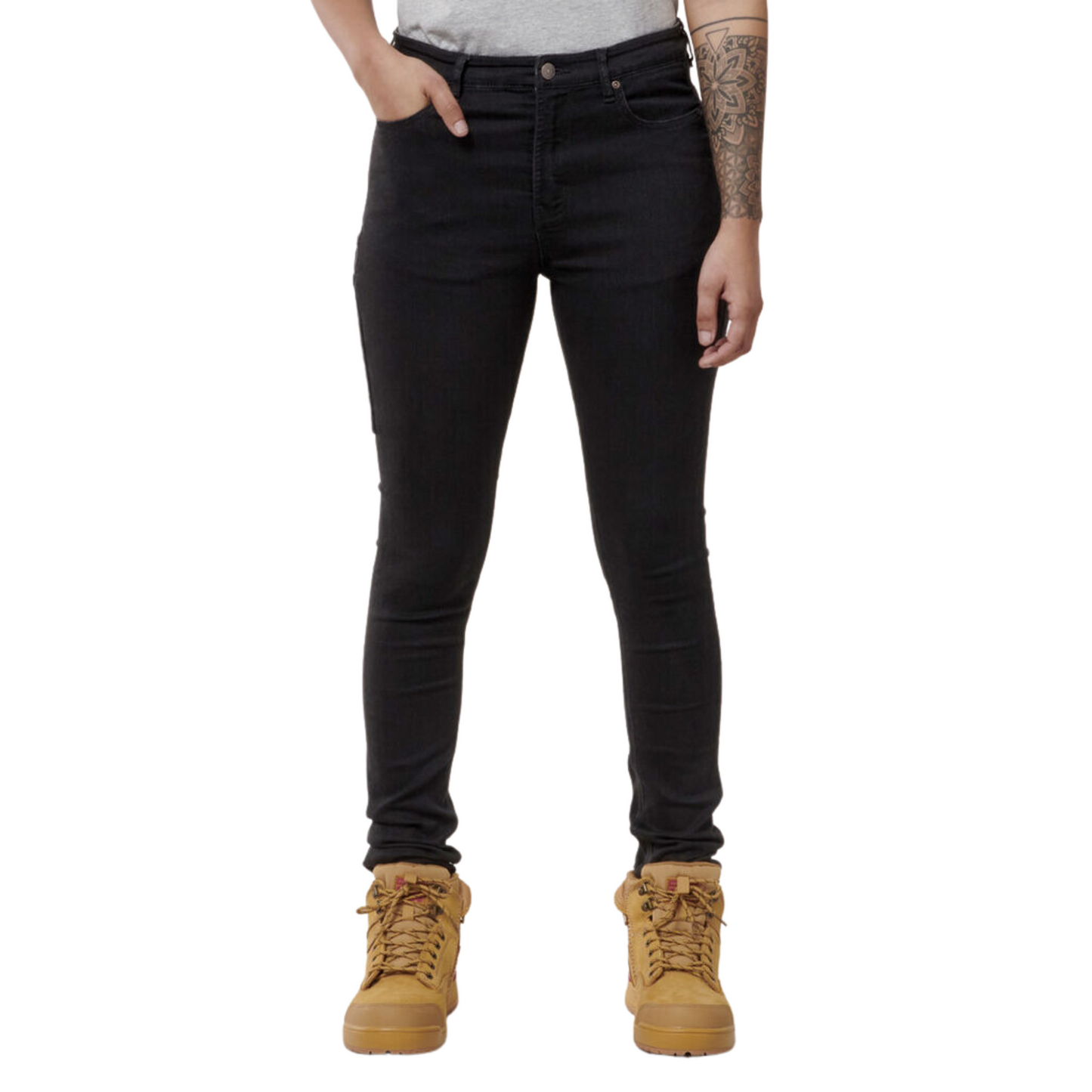 Hard Yakka Women's High Waisted Slim Fit Jegging - Black