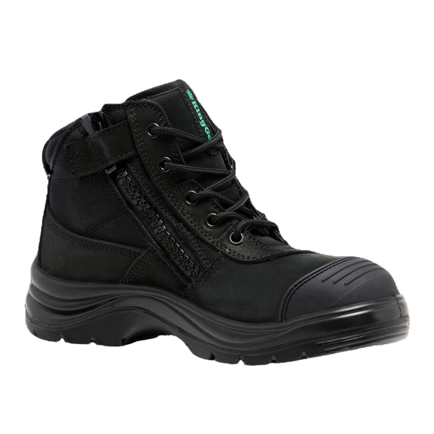 KingGee Women's Tradie Zip/Lace Steel Cap Work Boots 5" - Black