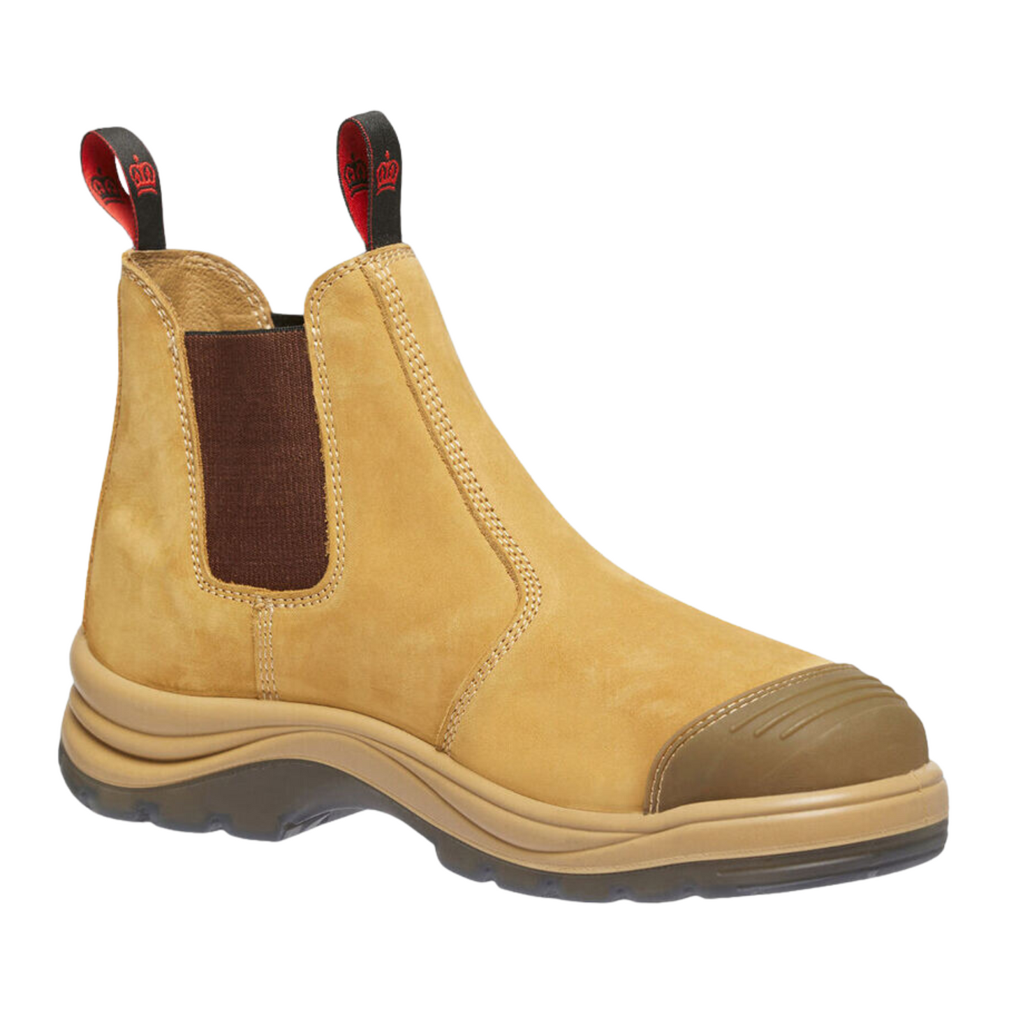 KingGee Men's Tradie Gusset Steel Cap Safety Boots With Scuff Cap - Wheat