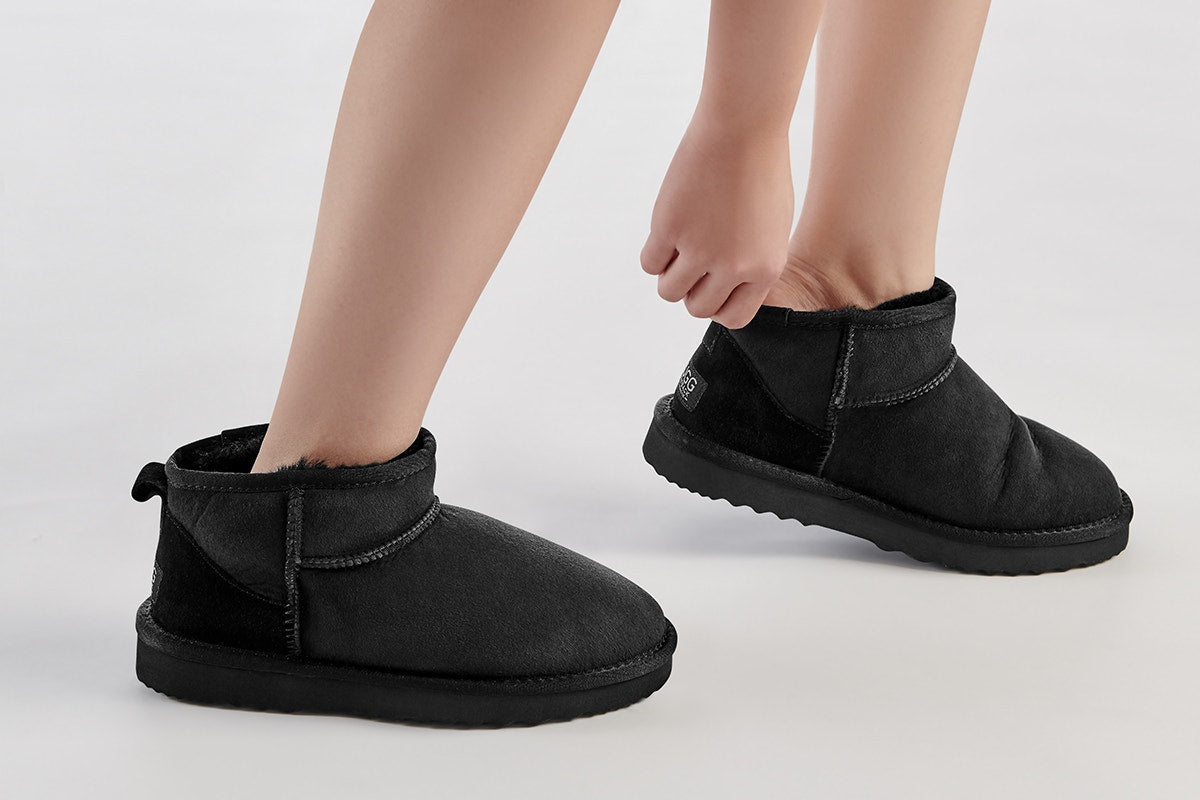UGG Outback Premium Sheepskin Ultra Mini Boot (Black)