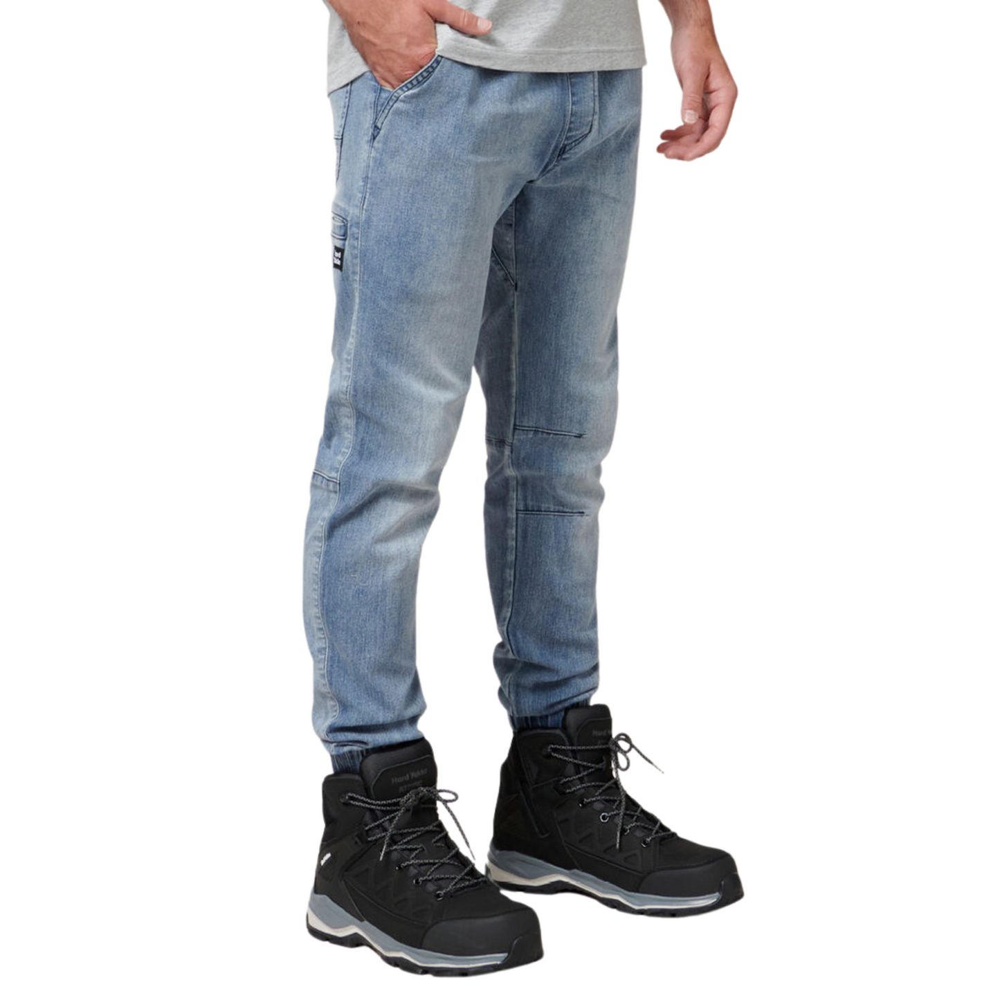 Hard Yakka Men's Active Denim Cuff Jogger - Stonewash