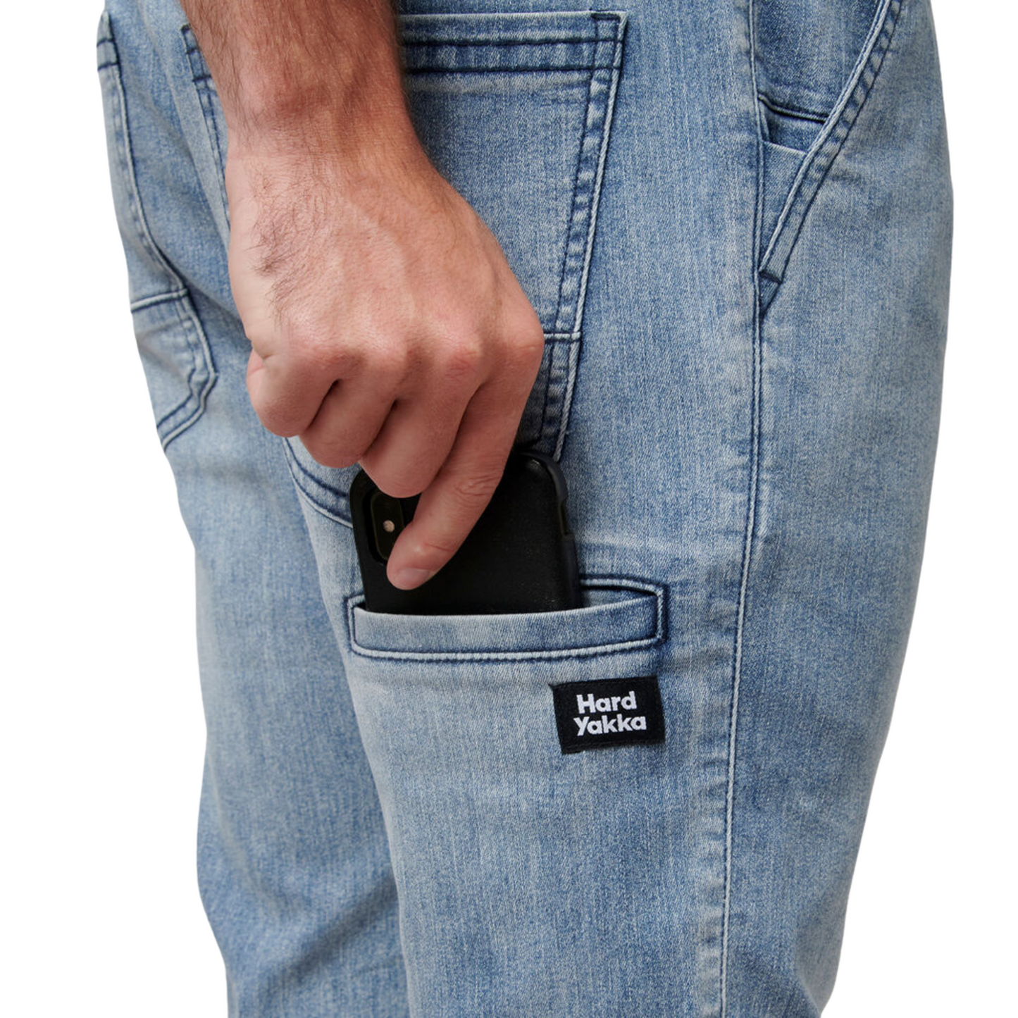 Hard Yakka Men's Active Denim Cuff Jogger - Stonewash