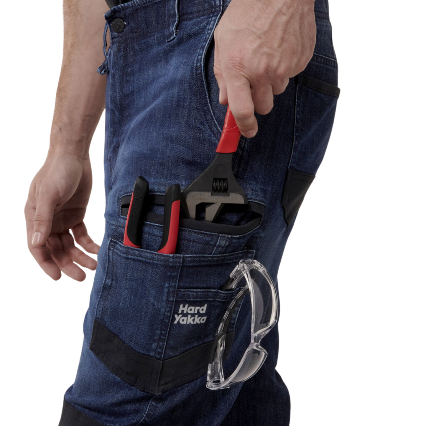 Hard Yakka Men's Raptor Cuffed Denim Jean - Dark Indigo