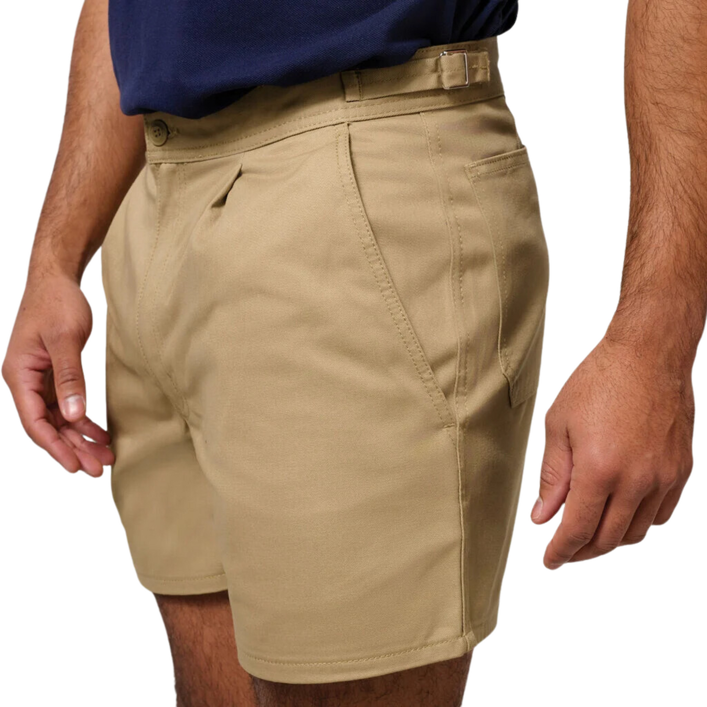 Hard Yakka Men's Relaxed Fit Cotton Drill Short with Side Tabs - Khaki