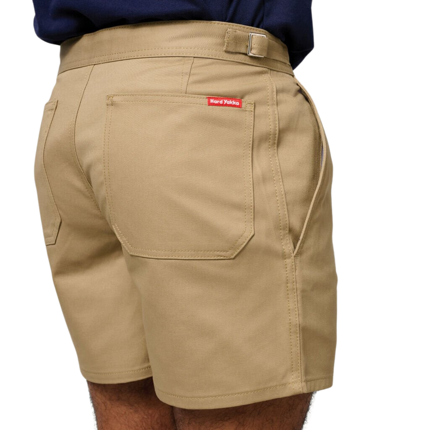 Hard Yakka Men's Relaxed Fit Cotton Drill Short with Side Tabs - Khaki