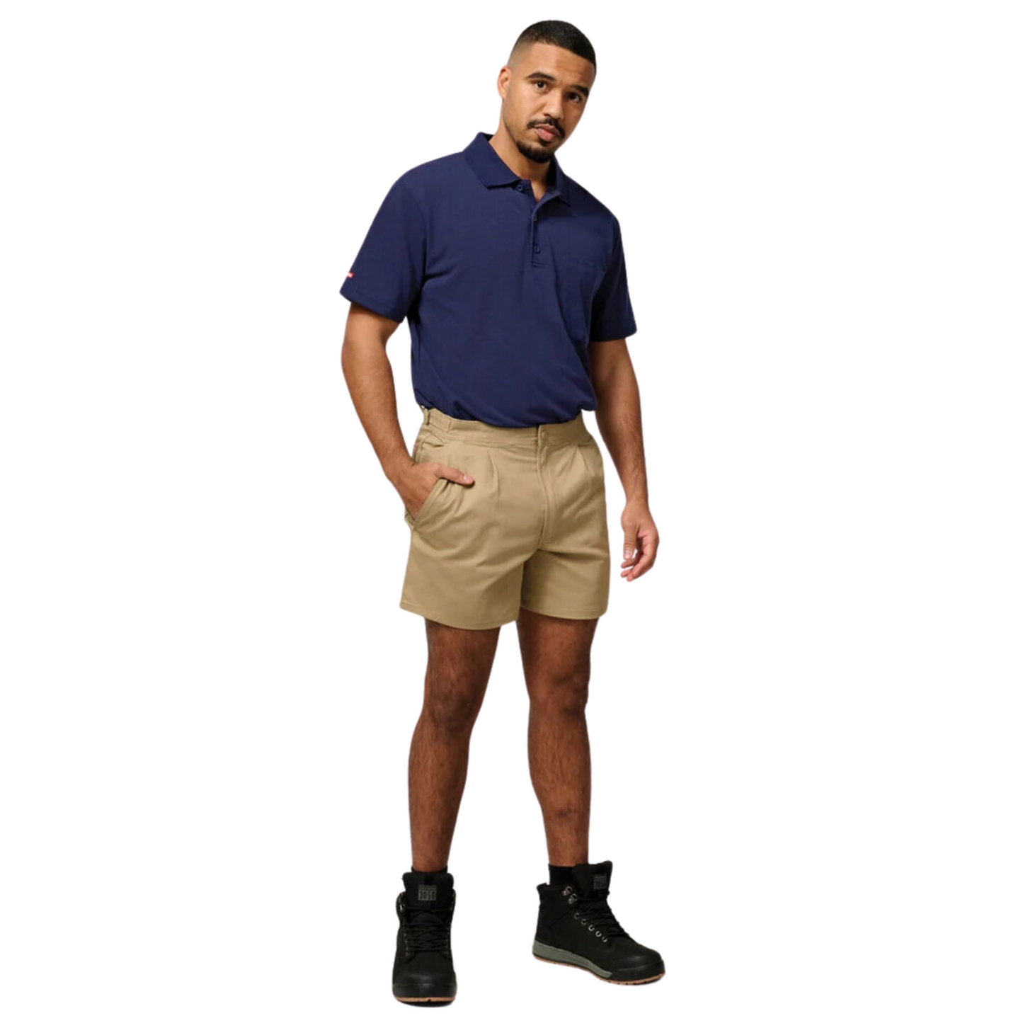 Hard Yakka Men's Relaxed Fit Cotton Drill Short with Side Tabs - Khaki