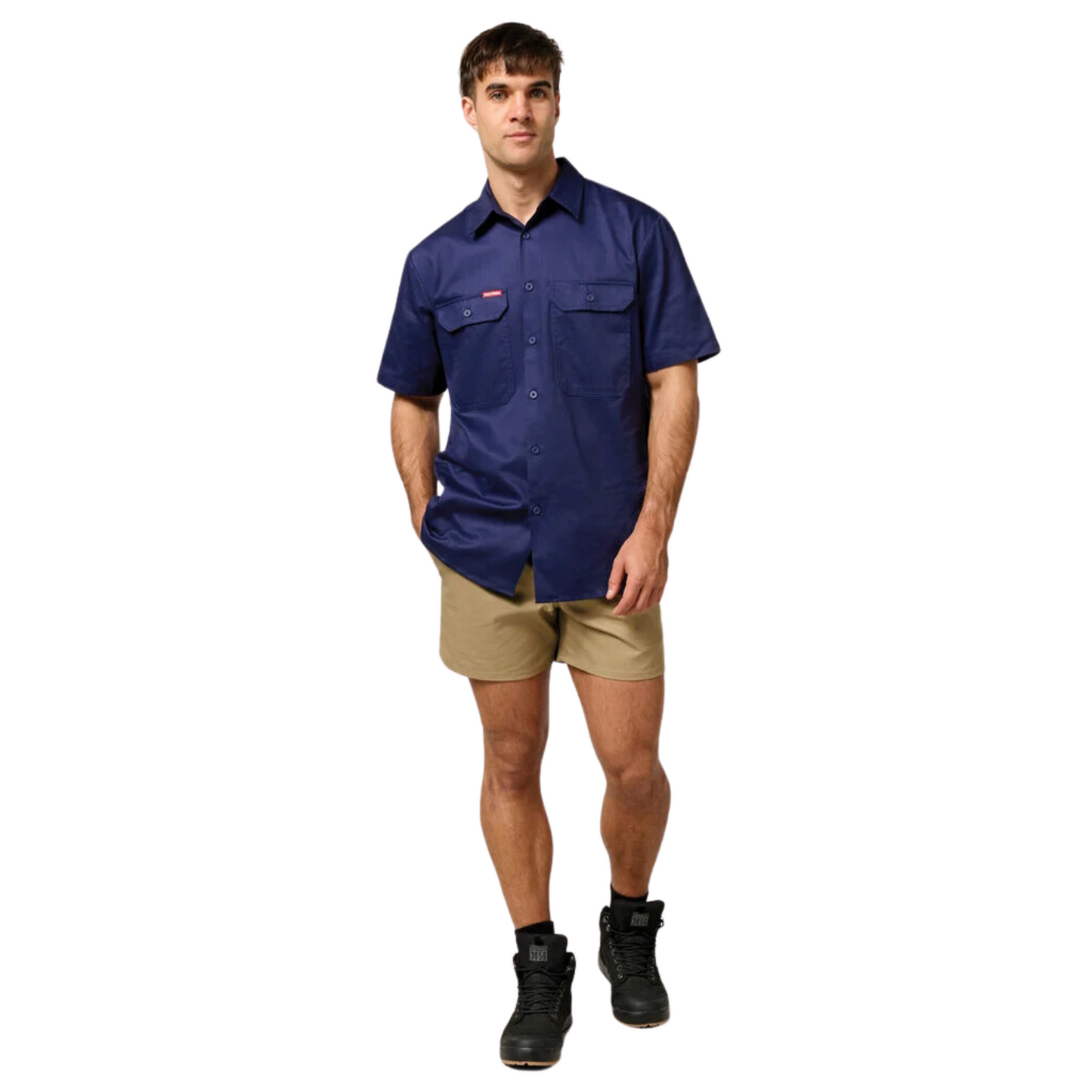 Hard Yakka Men's Relaxed Fit Cotton Drill Short with Belt Loops - Khaki
