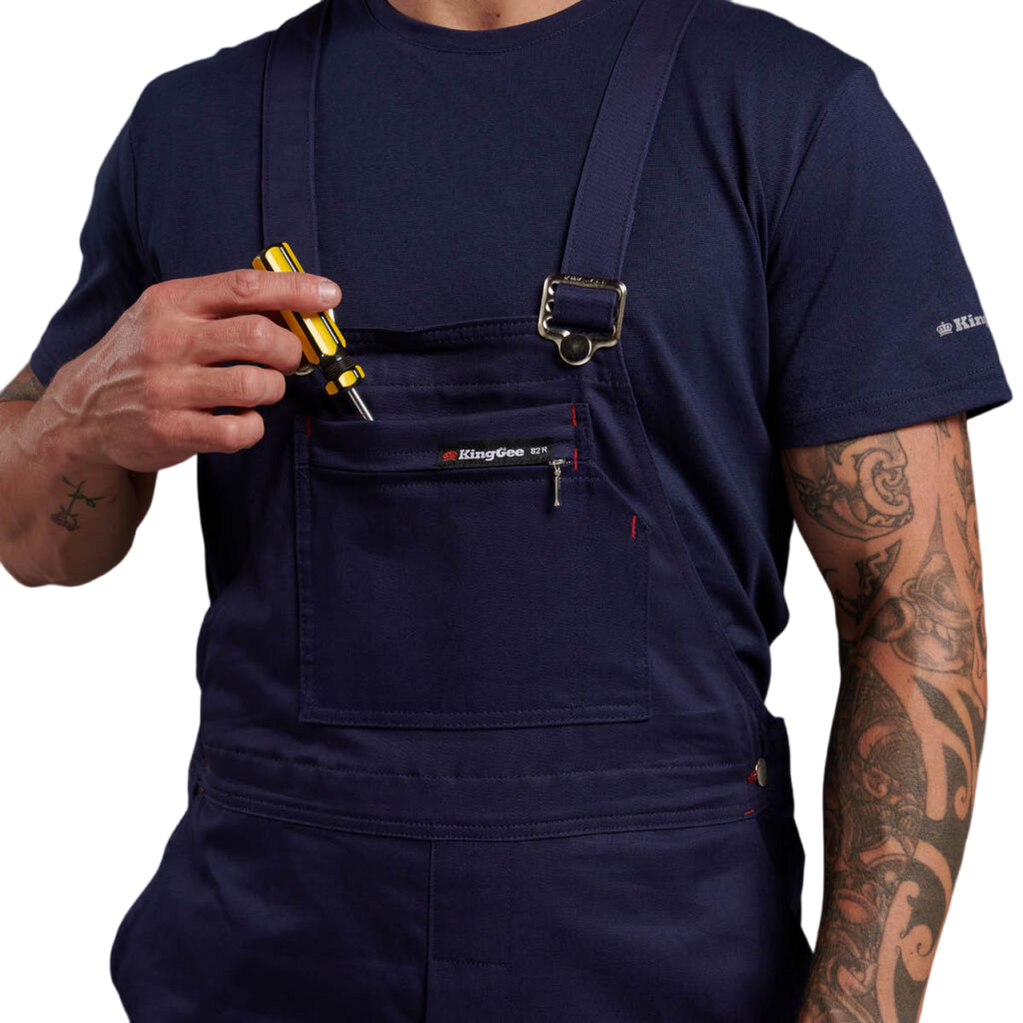 KingGee Men's Originals Bib And Brace Cotton Drill Work Overalls - Navy