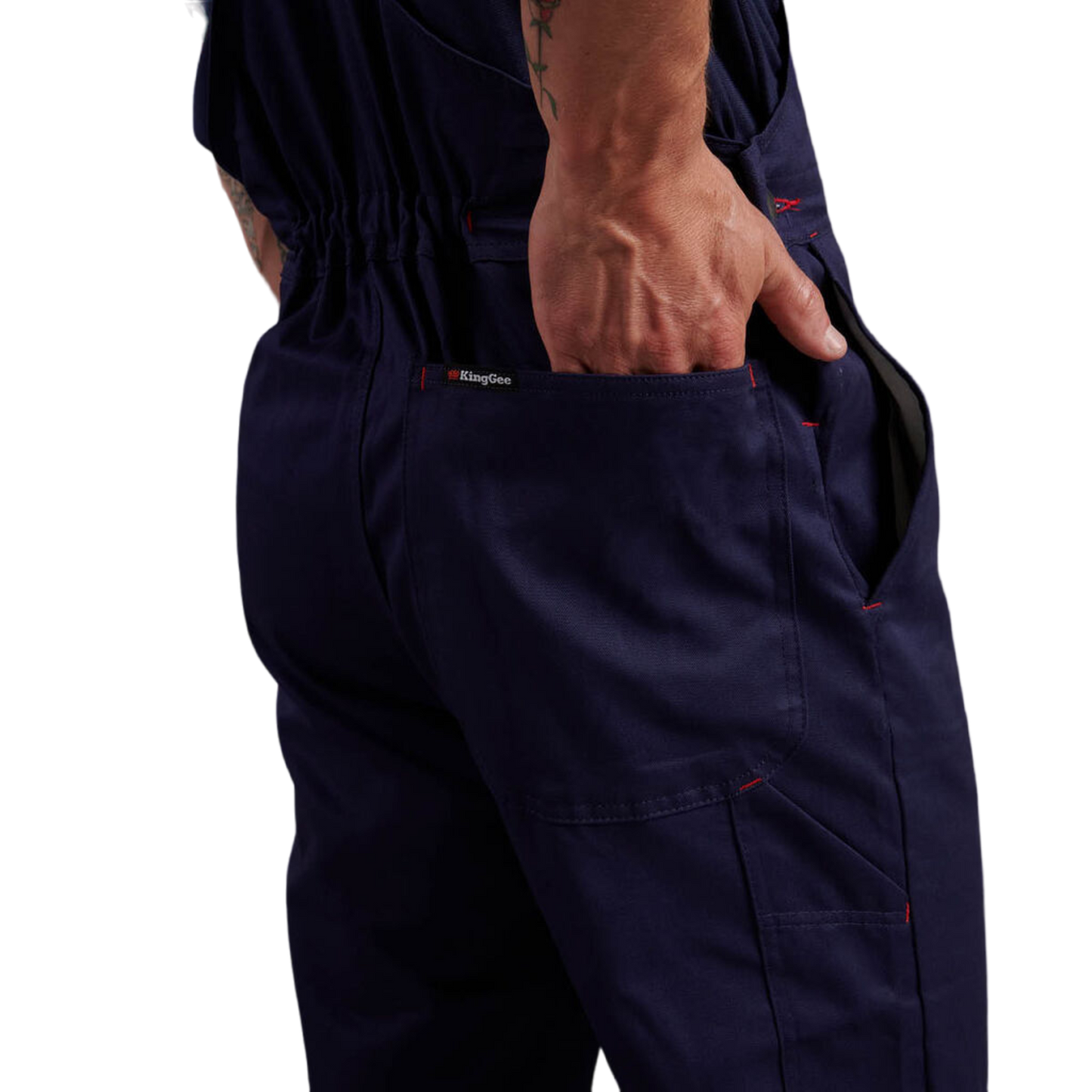 KingGee Men's Originals Bib And Brace Cotton Drill Work Overalls - Navy