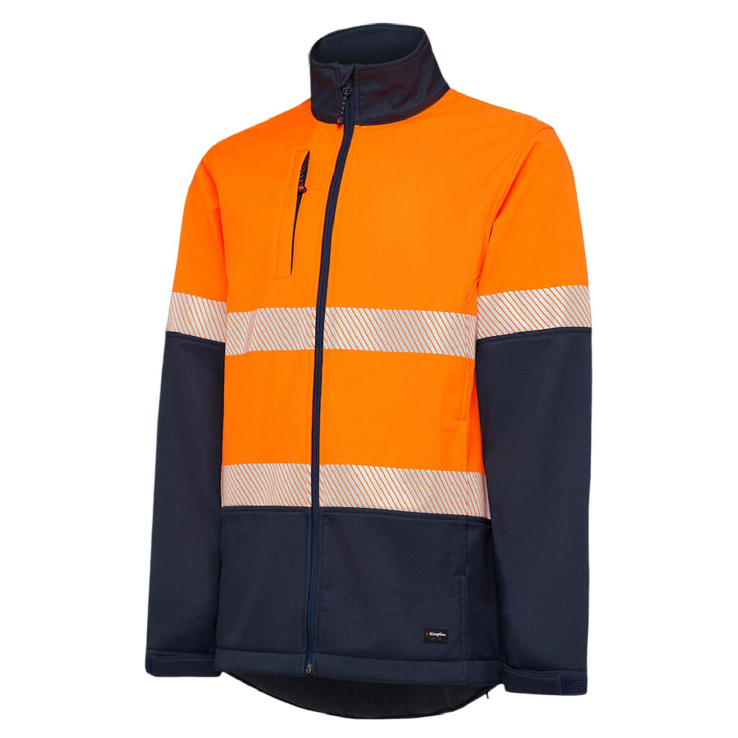 KingGee Men's Hi-Vis Reflective Ripstop Softshell Jacket - Orange/Navy