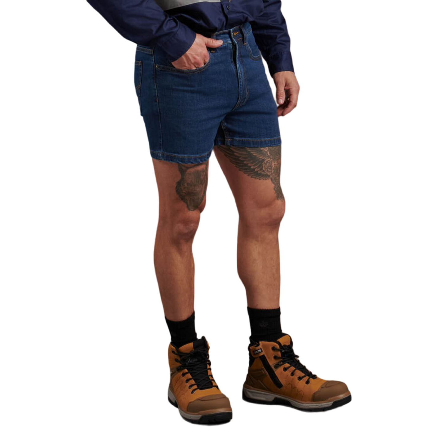 KingGee Men's Stretch Denim Work Shorts - Stonewash