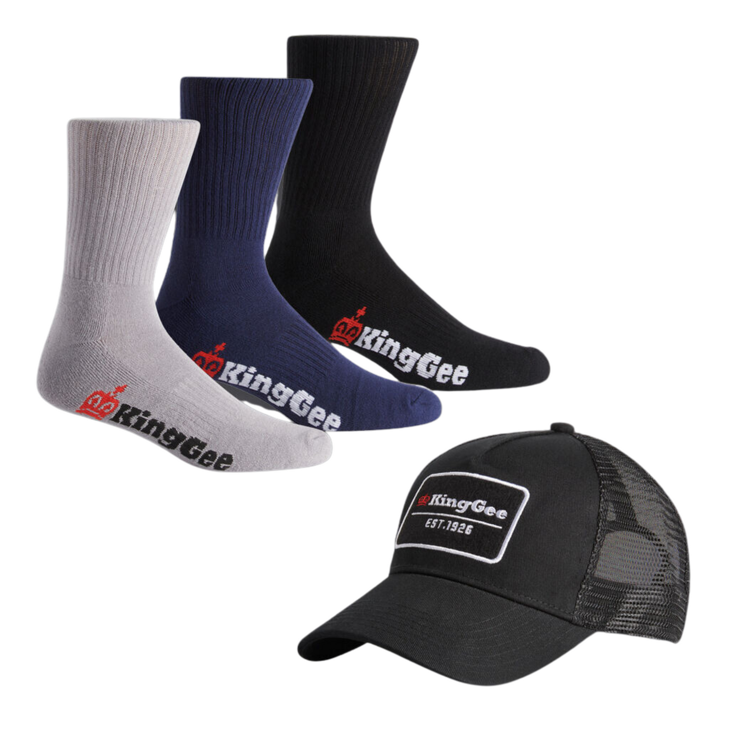 KingGee Cap And Sock Bundle - Multi-Coloured
