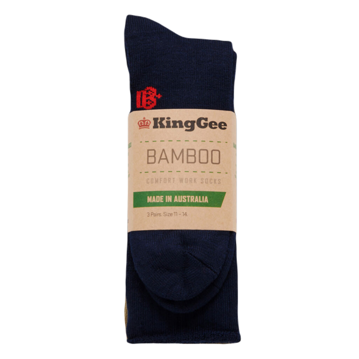 KingGee Men's Bamboo Crew Work Socks Mixed - Black/Khaki/Navy