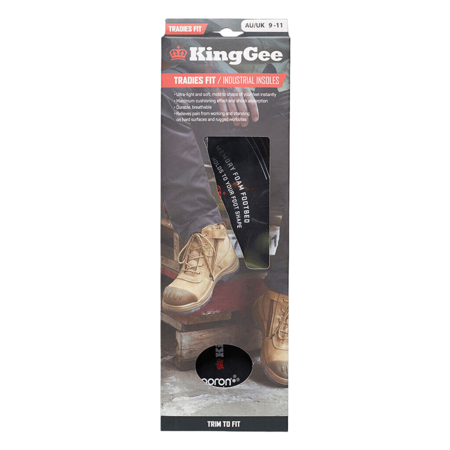 KingGee Tradie Memory Foam Insoles - Black