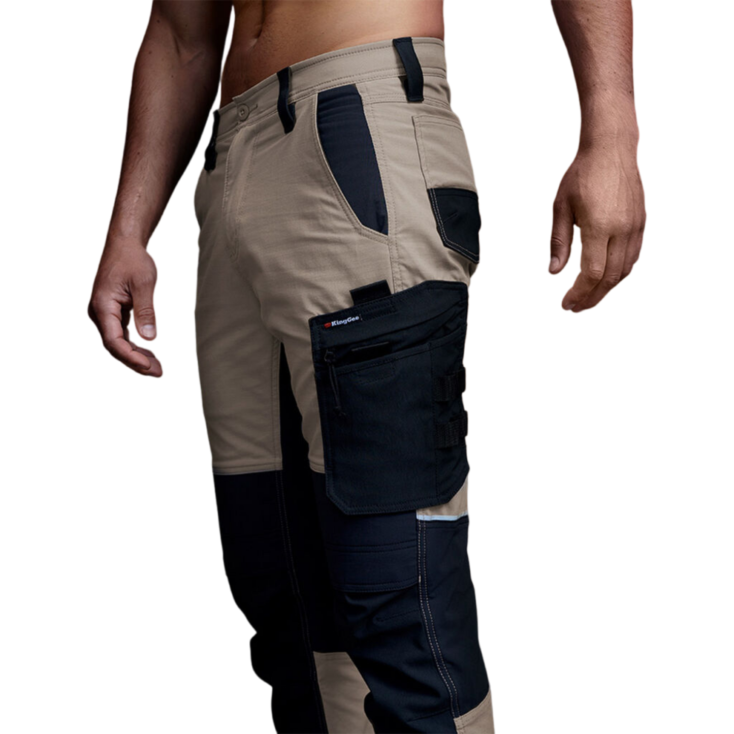 KingGee Men's Quantum Lightweight Stretch Ripstop Pants With Knee Inserts - Khaki