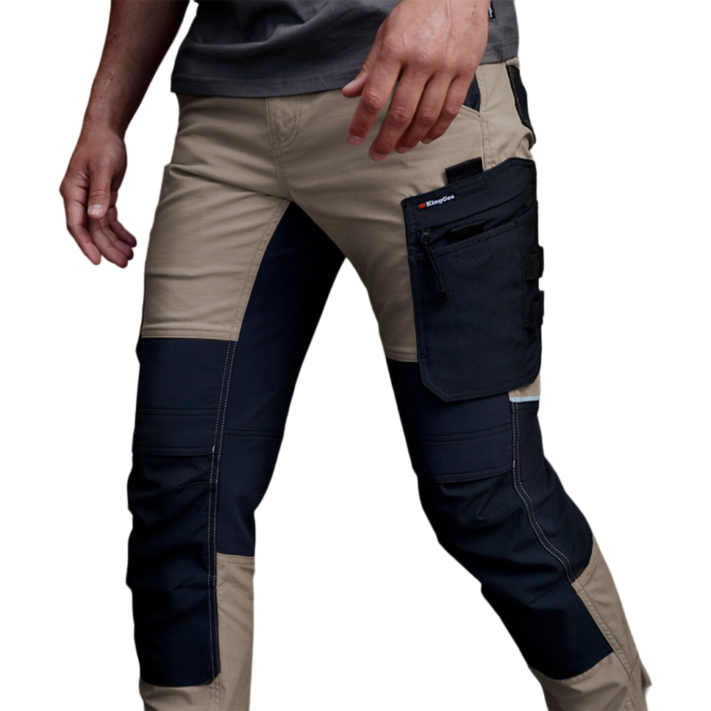 KingGee Men's Quantum Lightweight Stretch Ripstop Pants With Knee Inserts - Khaki
