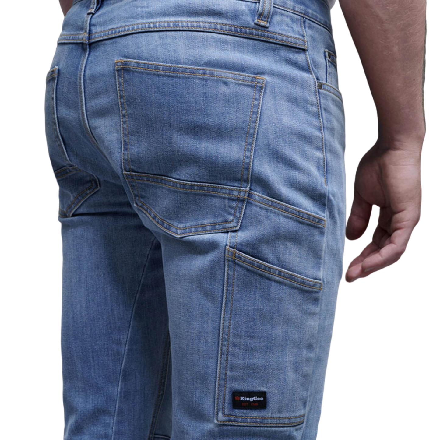 KingGee Men's Urban Coolmax Stretch Cuffed Denim Jeans - Vintage