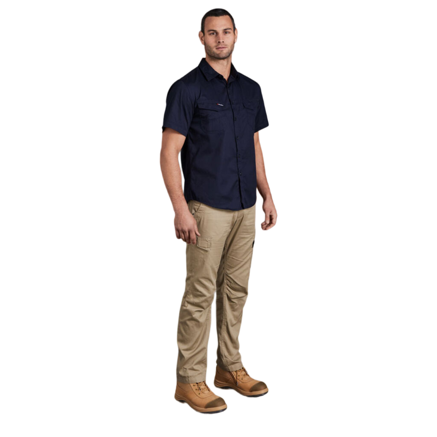 KingGee Men's Tradies Lightweiht Cotton Drill Short Sleeve Work Shirt - Oiled Navy