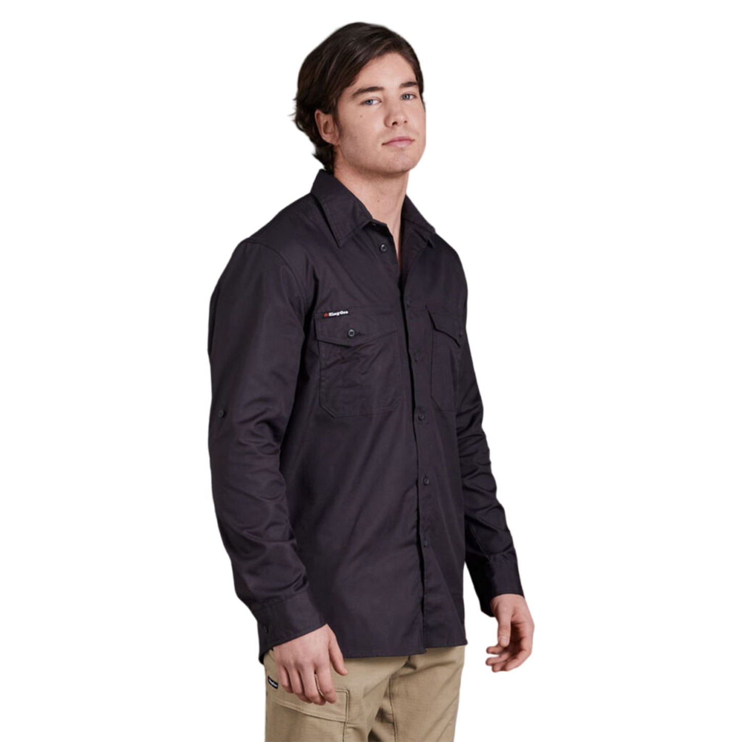 KingGee Men's Workcool 2 Lightweight Ripstop Long Sleeve Work Shirt - Charcoal