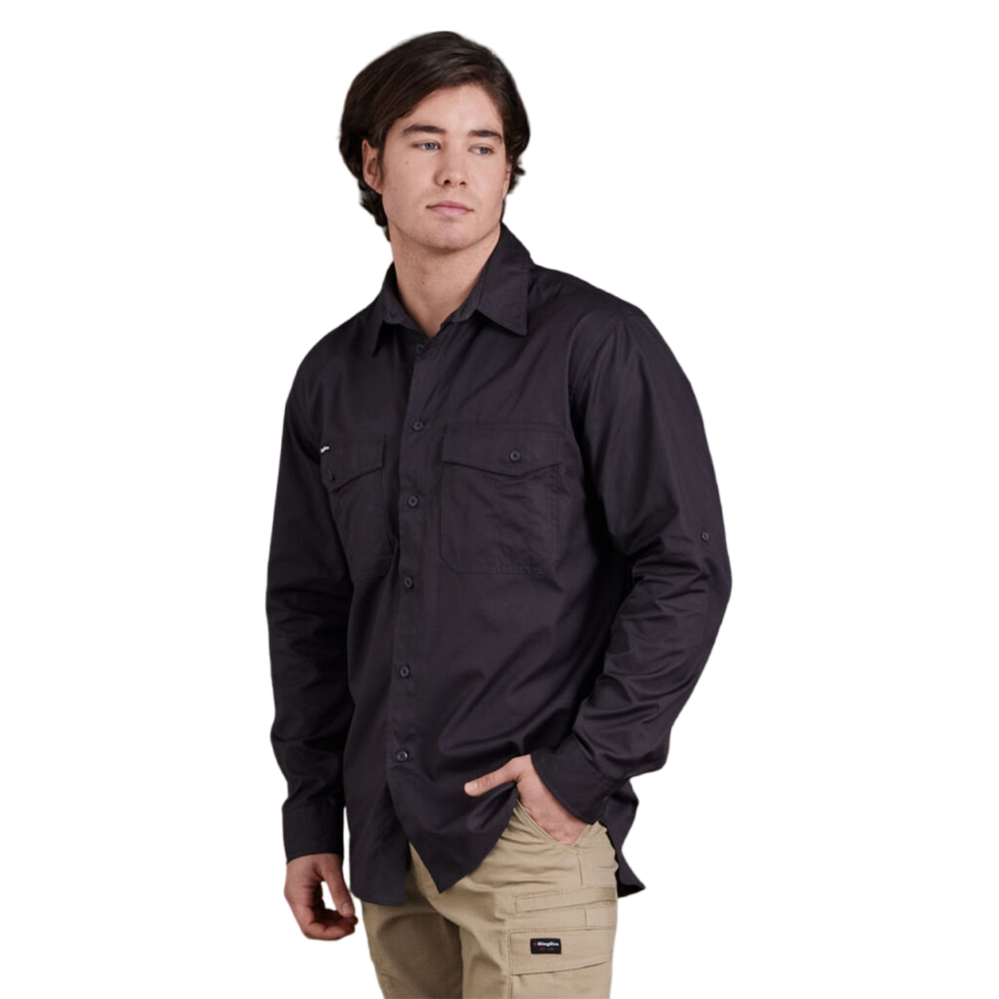 KingGee Men's Workcool 2 Lightweight Ripstop Long Sleeve Work Shirt - Charcoal