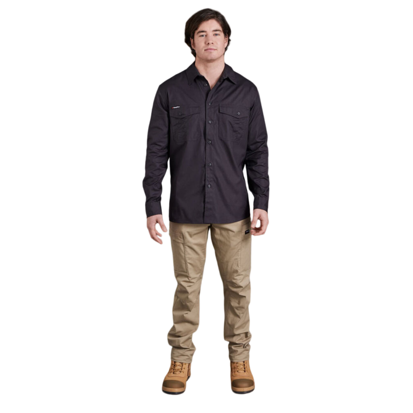 KingGee Men's Workcool 2 Lightweight Ripstop Long Sleeve Work Shirt - Charcoal