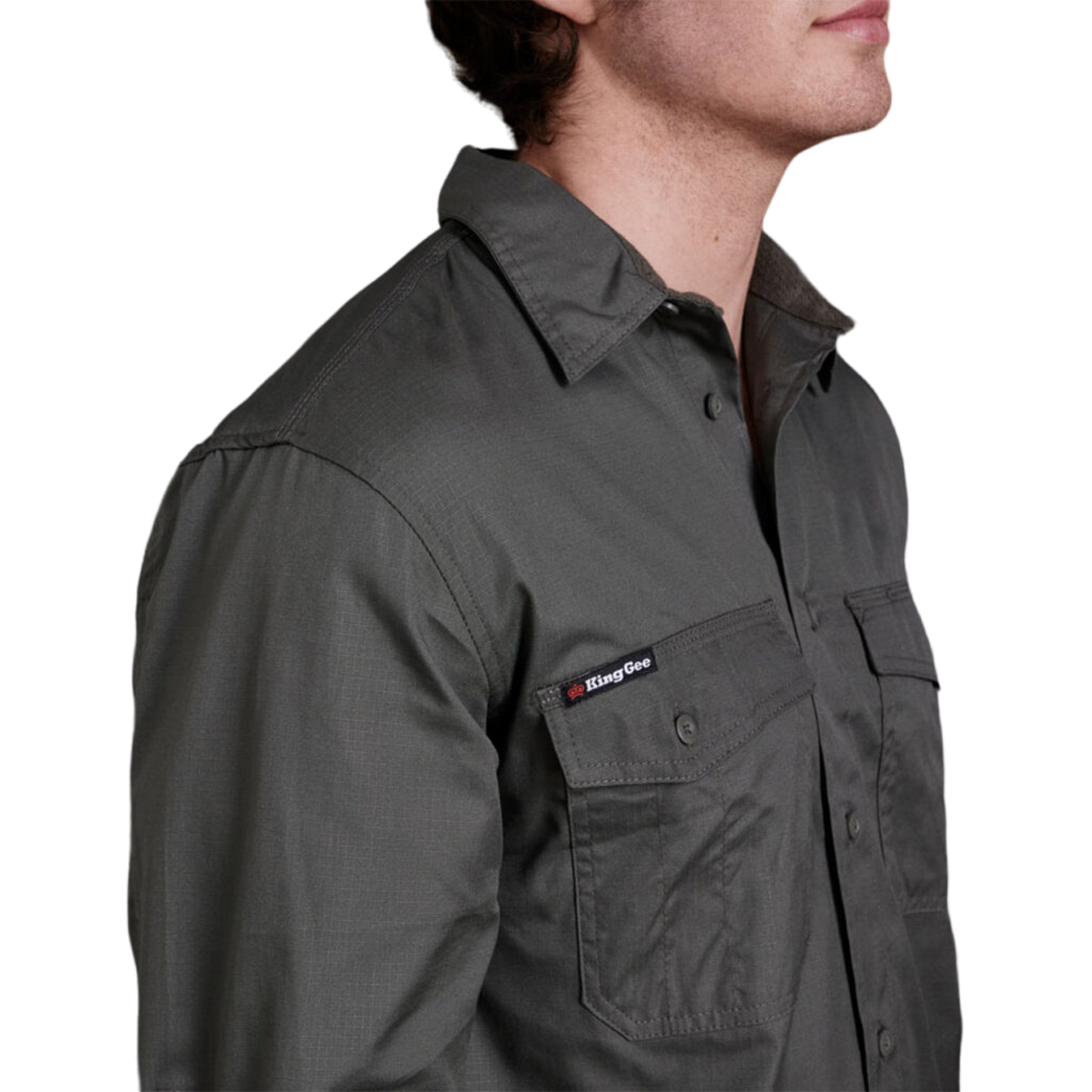 KingGee Men's Workcool 2 Lightweight Ripstop Long Sleeve Work Shirt - Green