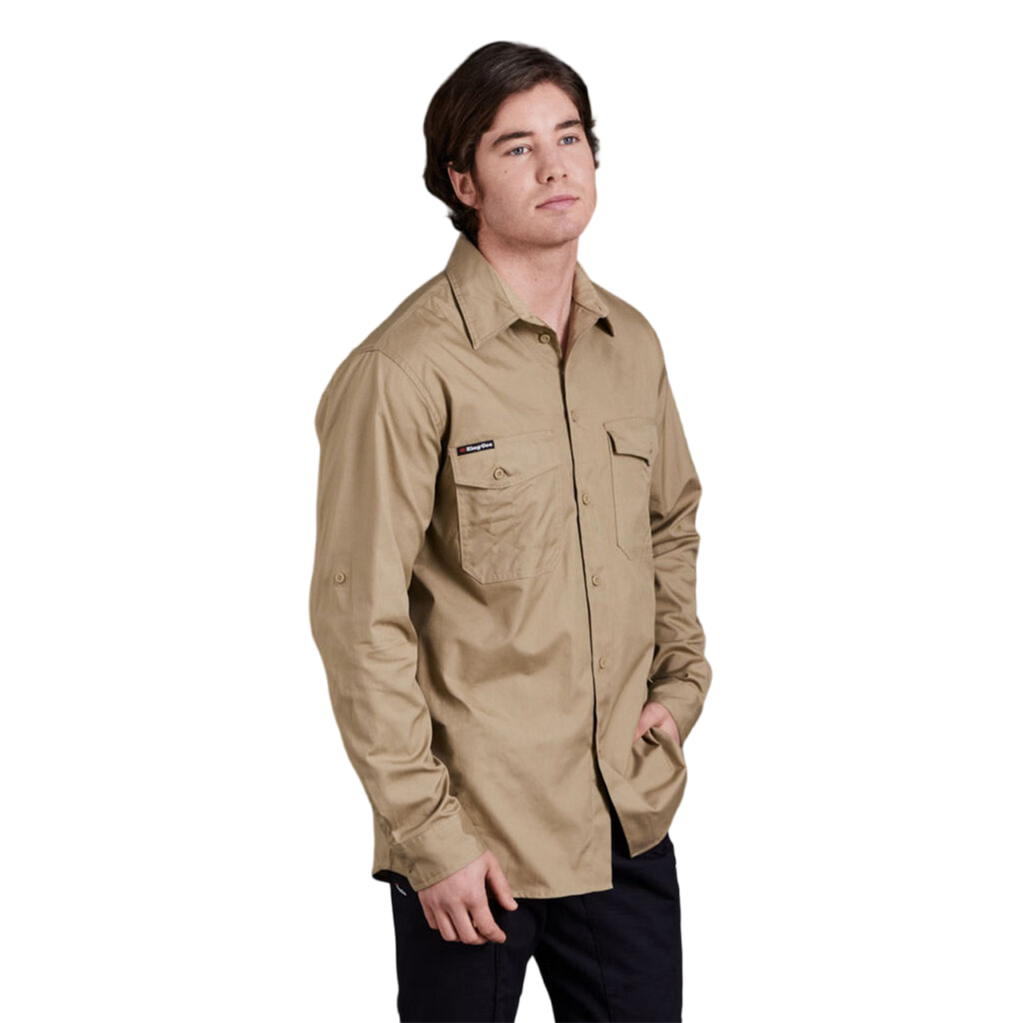 KingGee Men's Workcool 2 Lightweight Ripstop Long Sleeve Work Shirt - Khaki