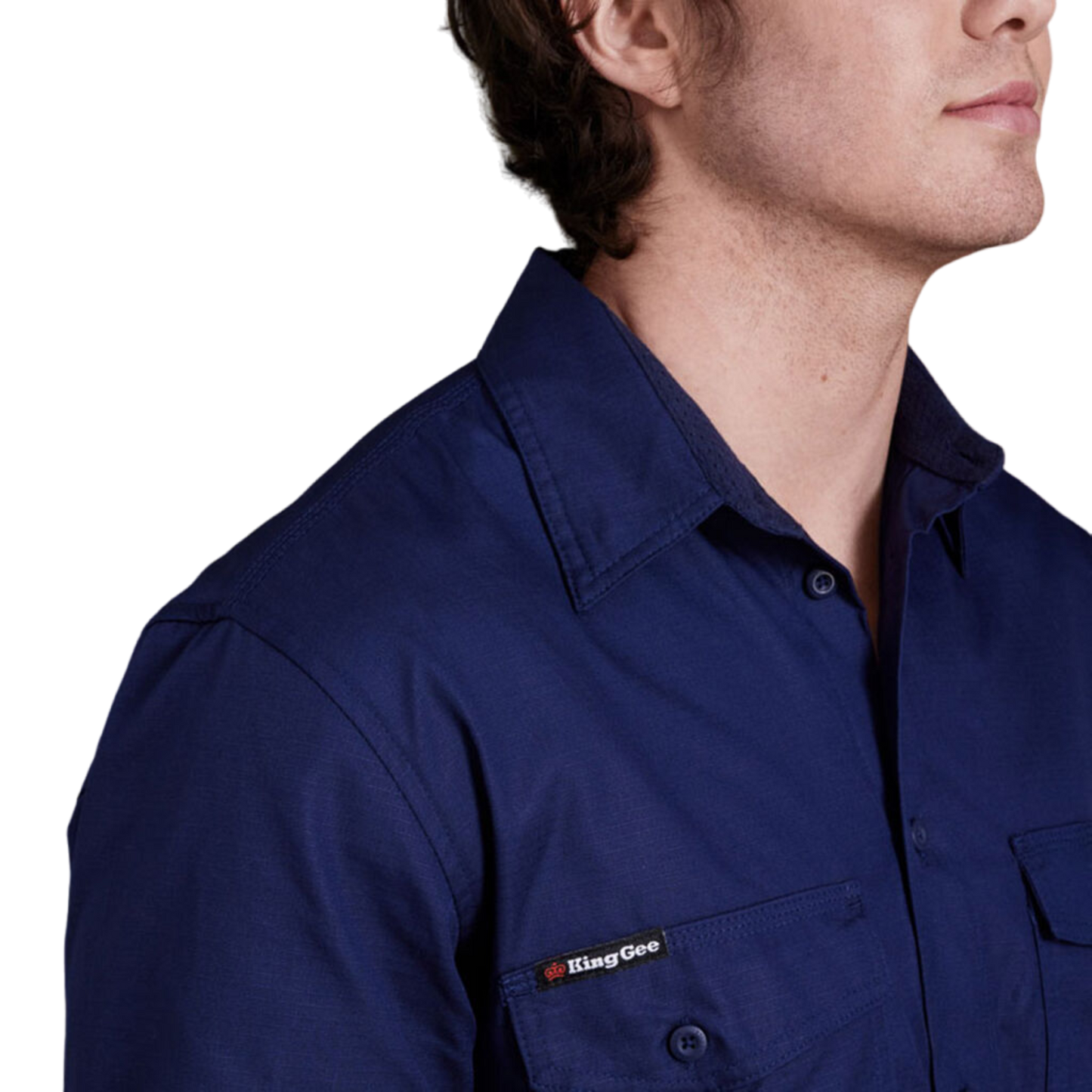 KingGee Men's Workcool 2 Lightweight Ripstop Long Sleeve Work Shirt - Navy