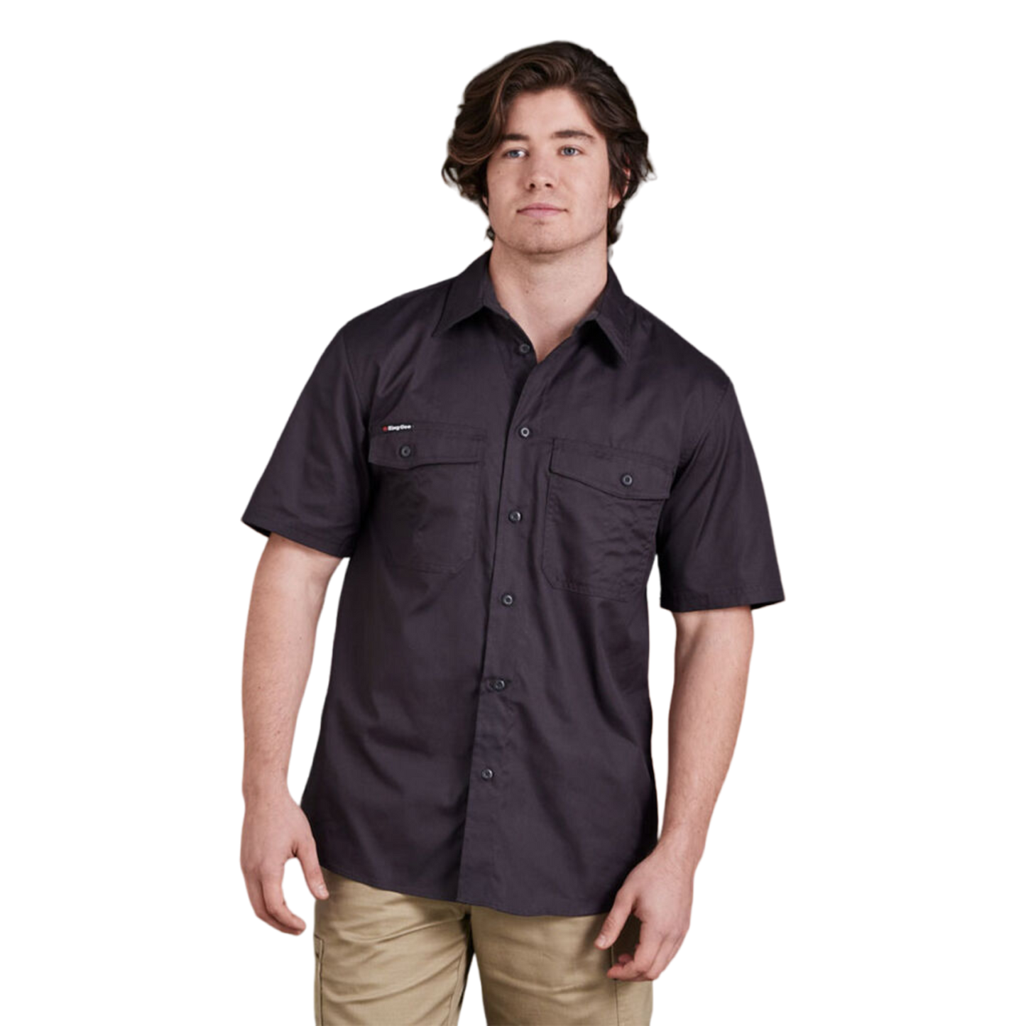 KingGee Men's Workcool 2 Lightweight Ripstop Short Sleeve Work Shirt - Charcoal