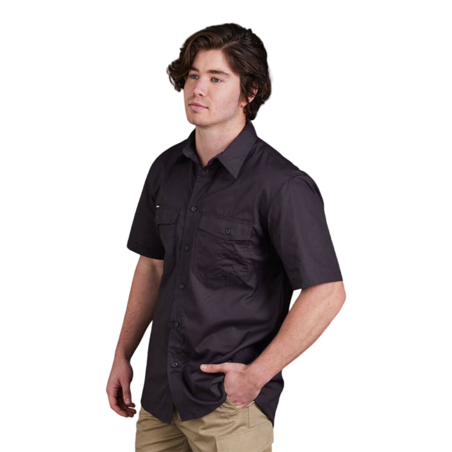 KingGee Men's Workcool 2 Lightweight Ripstop Short Sleeve Work Shirt - Charcoal