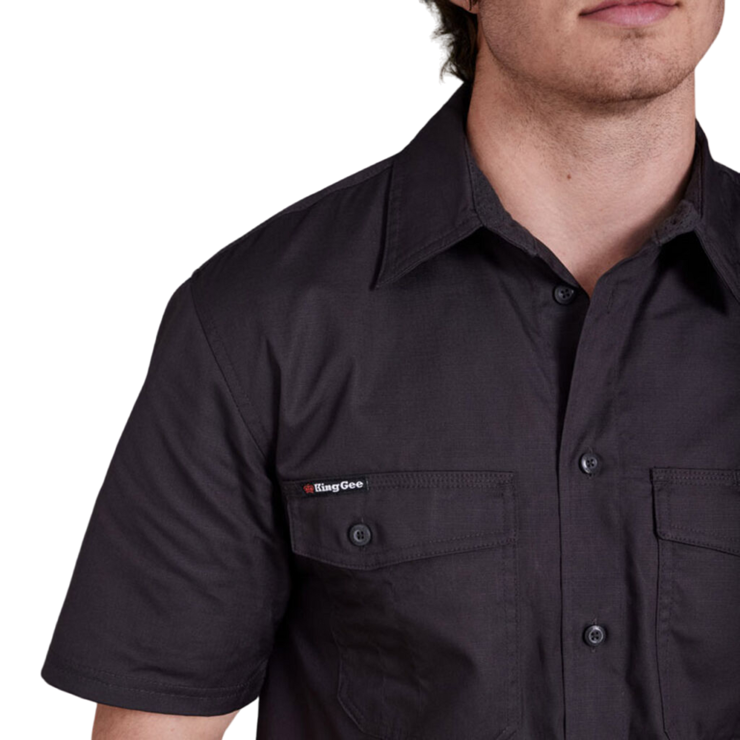 KingGee Men's Workcool 2 Lightweight Ripstop Short Sleeve Work Shirt - Charcoal