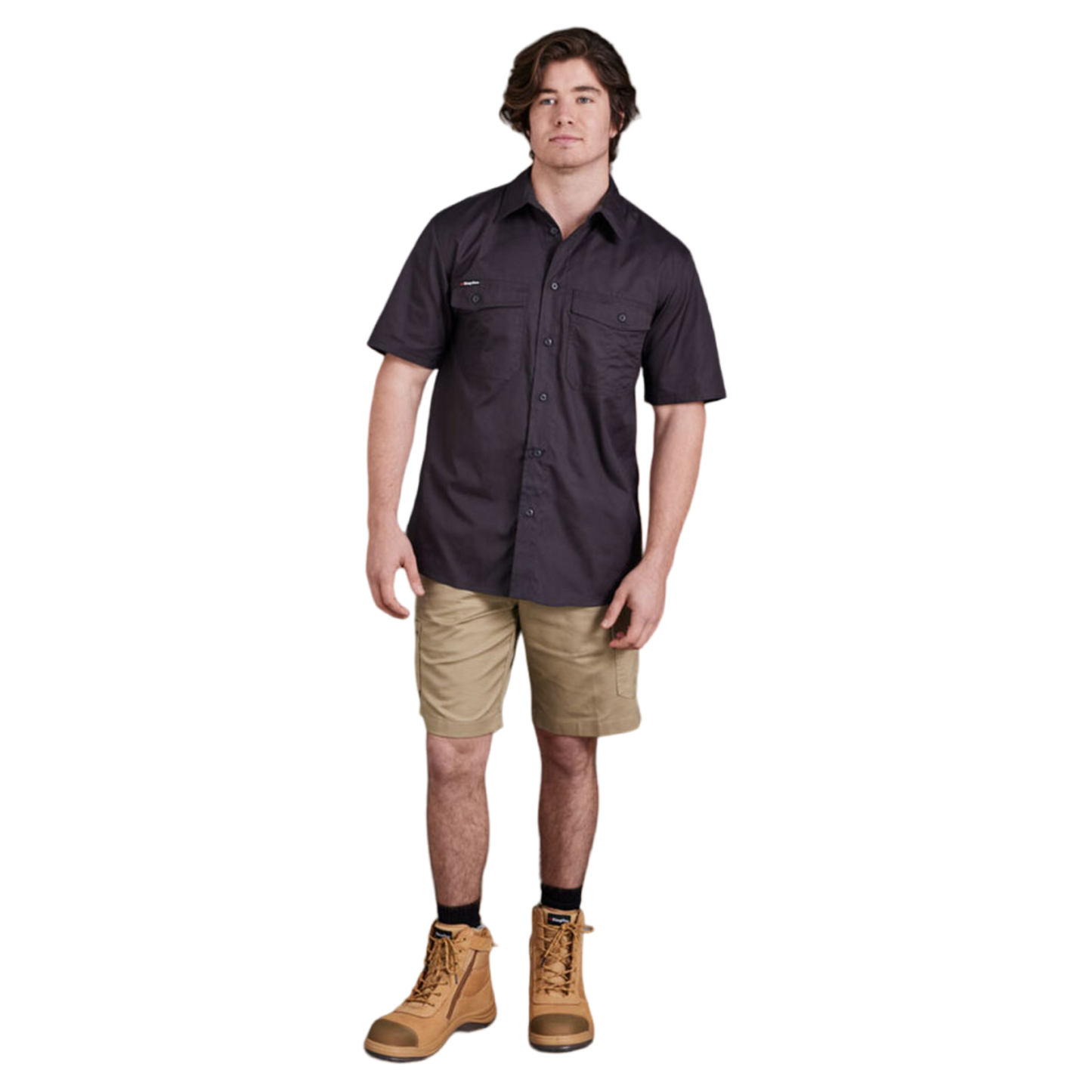 KingGee Men's Workcool 2 Lightweight Ripstop Short Sleeve Work Shirt - Charcoal