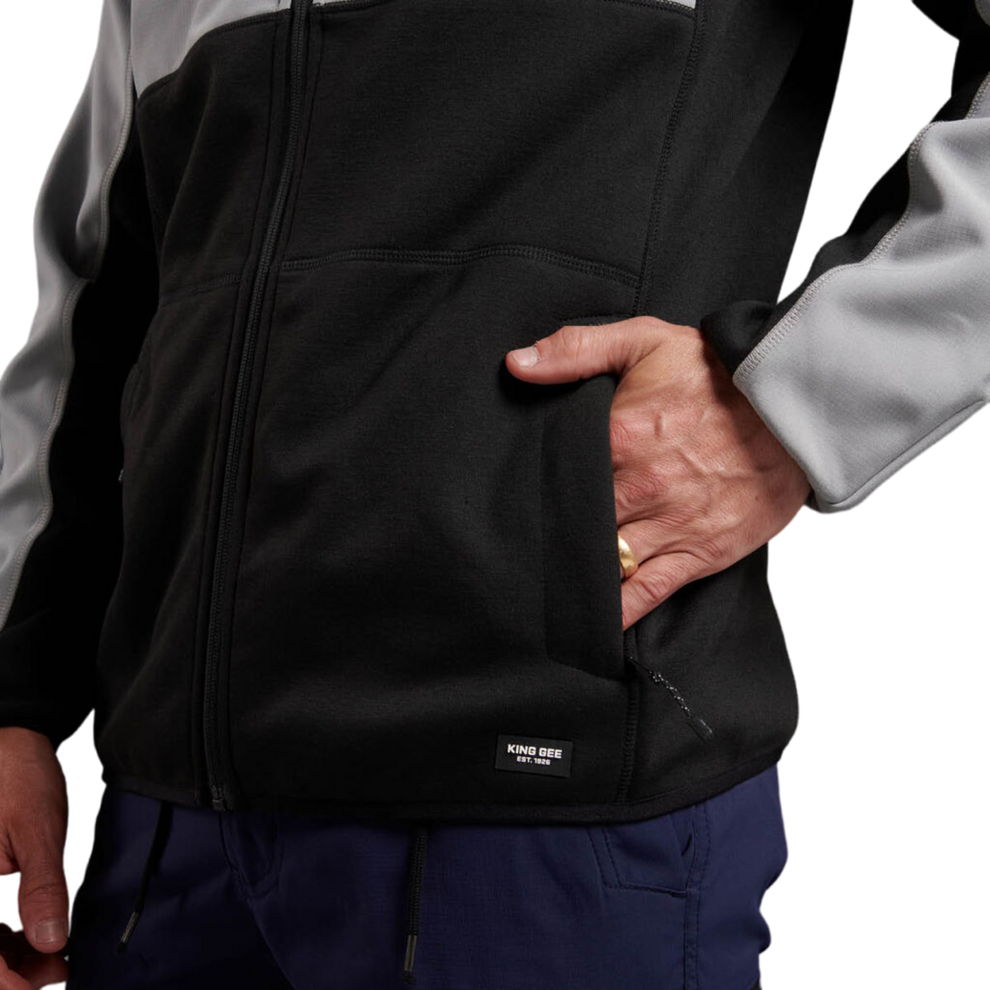 KingGee Men's Trademark Hybrid Hoodie - Stone Grey