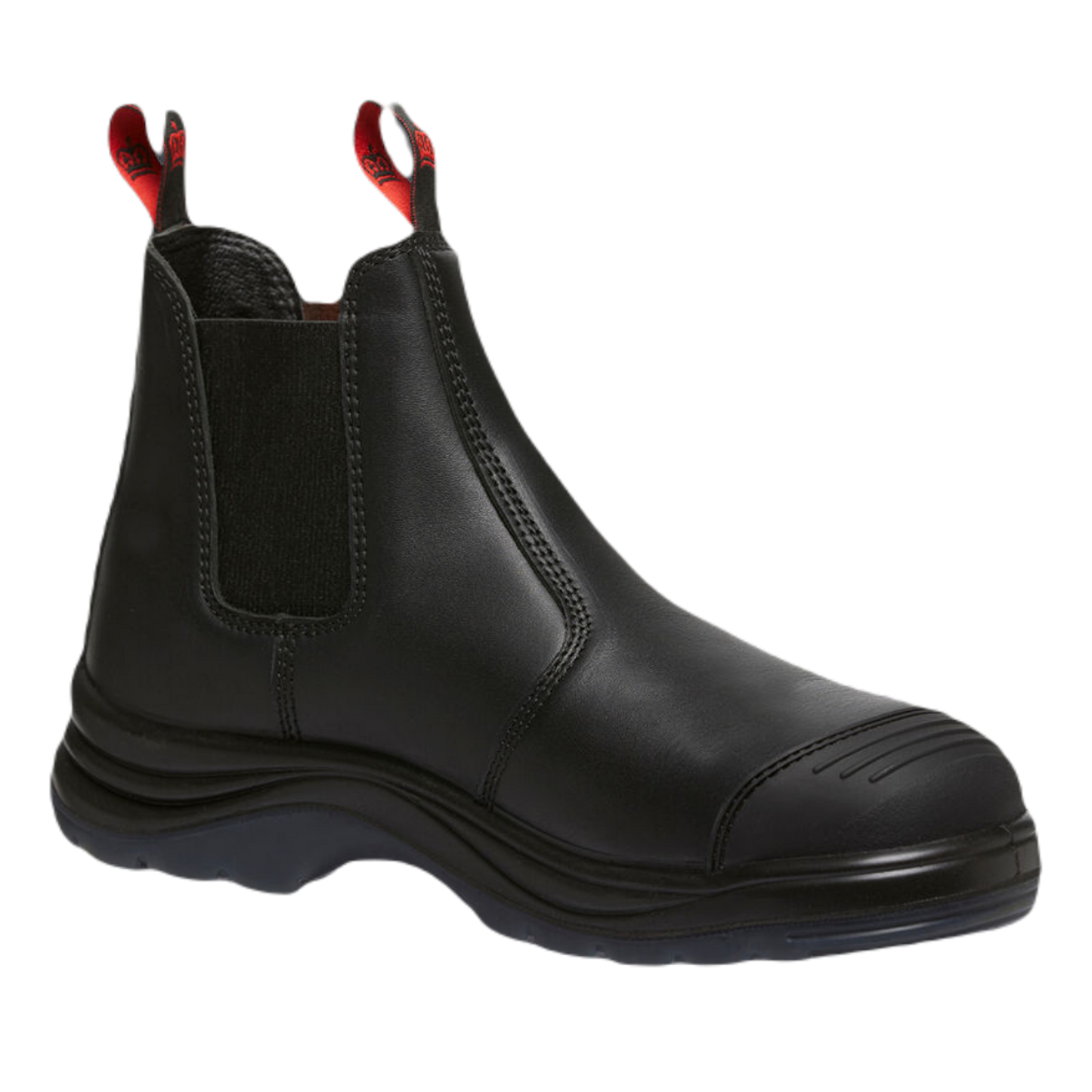 KingGee Men's Tradie Gusset Steel Cap Safety Boots With Scuff Cap - Black