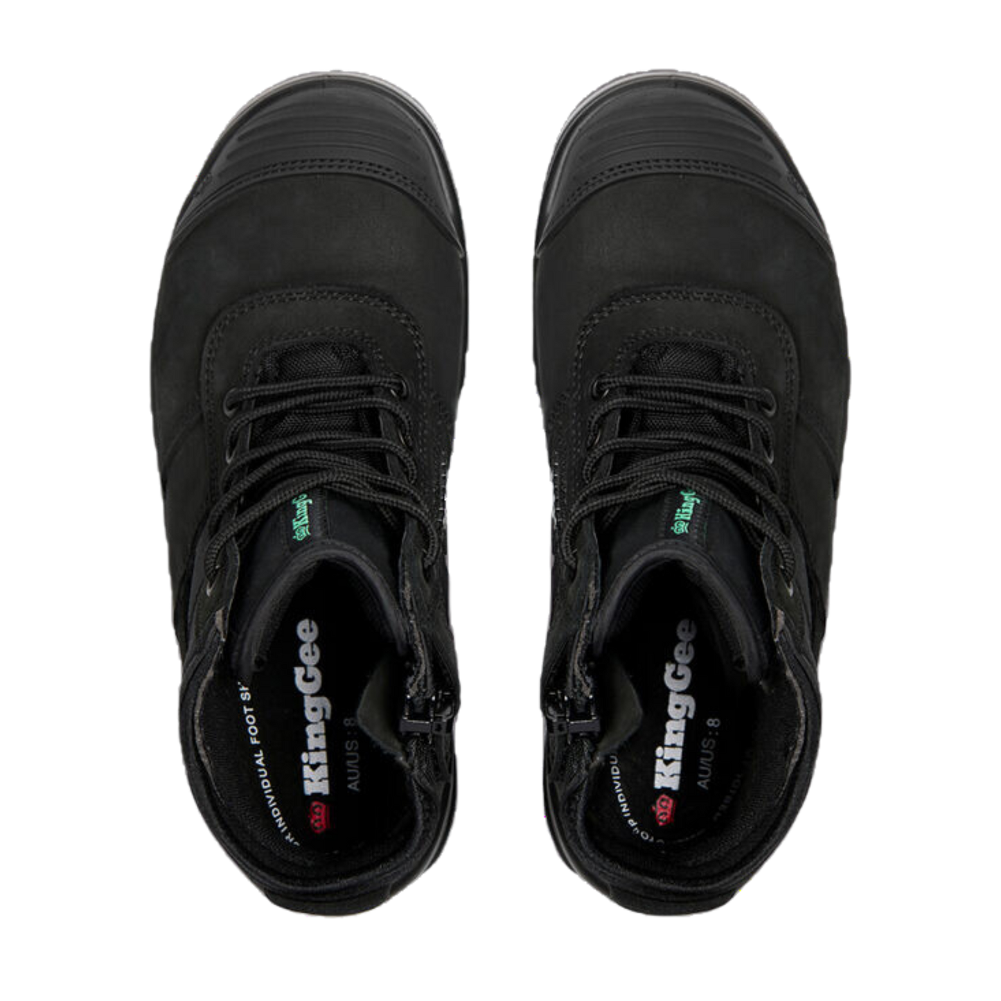 KingGee Women's Tradie Zip/Lace Steel Cap Work Boots 5" - Black