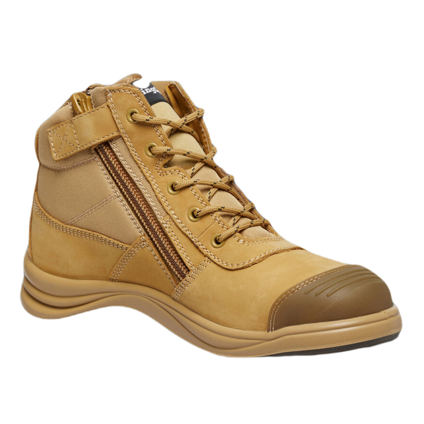 KingGee Men's Tradie Zip/Lace Steel Cap Safety Work Boots 5" - Wheat
