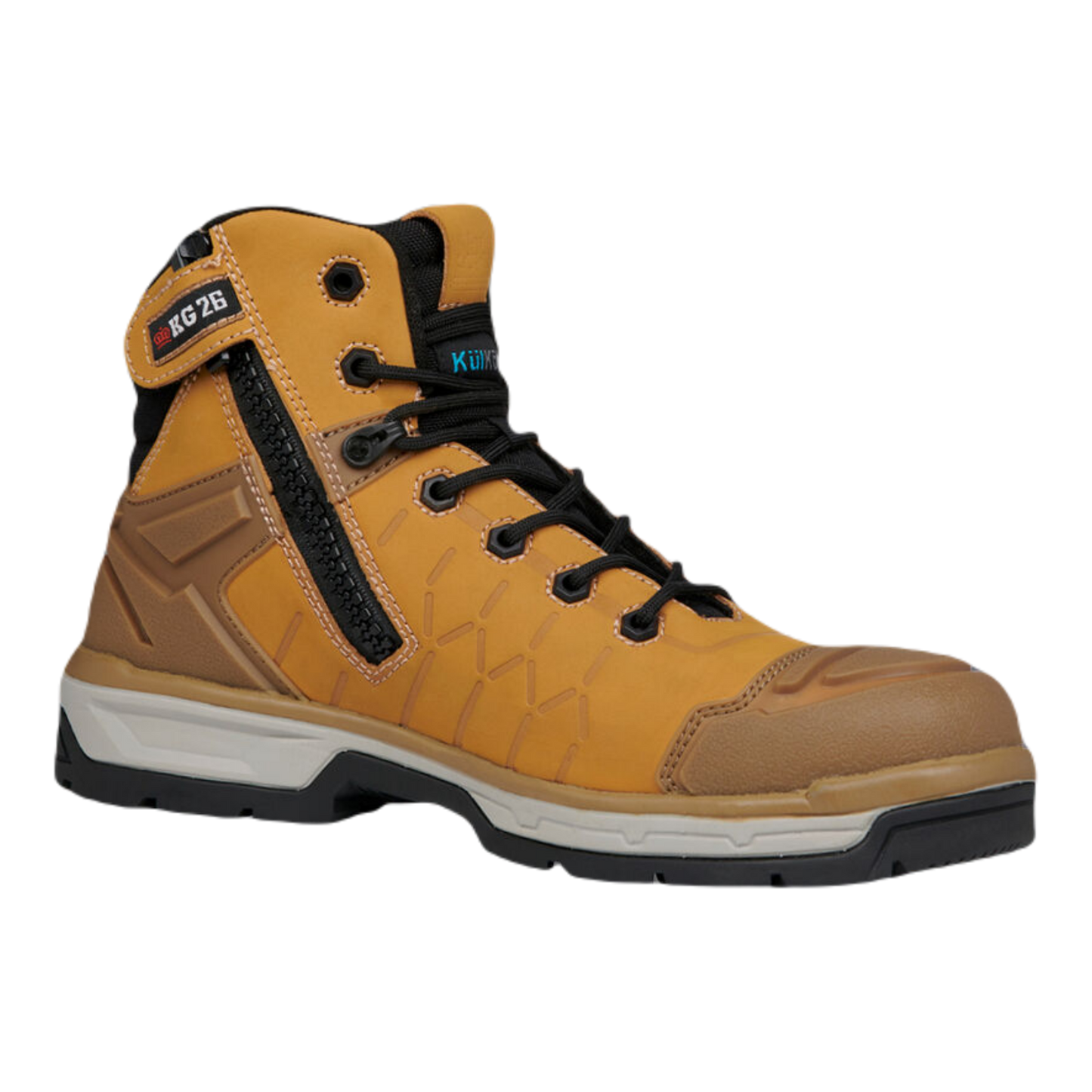 KingGee Men's Quantum Hybrid Zip/Lace Composite Toe Work Boots 5" - Wheat Black