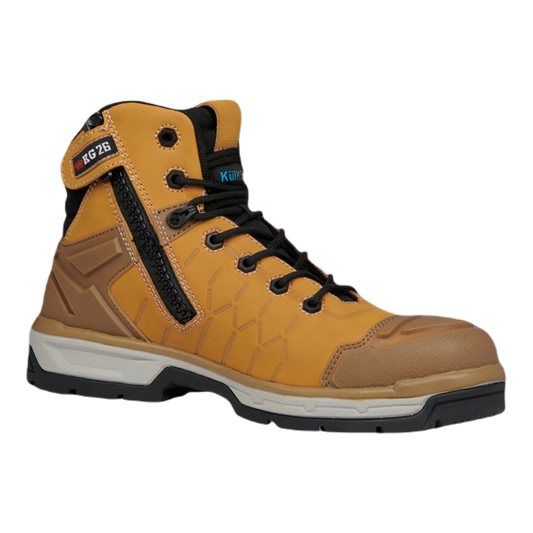 KingGee Men's Quantum Hybrid Zip/Lace Composite Toe Work Boots 5" - Wheat Black