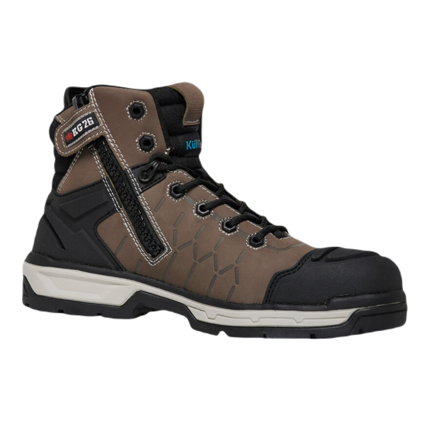 KingGee Men's Quantum Hybrid Zip/Lace Composite Toe Work Boots 5" - Cedar Black