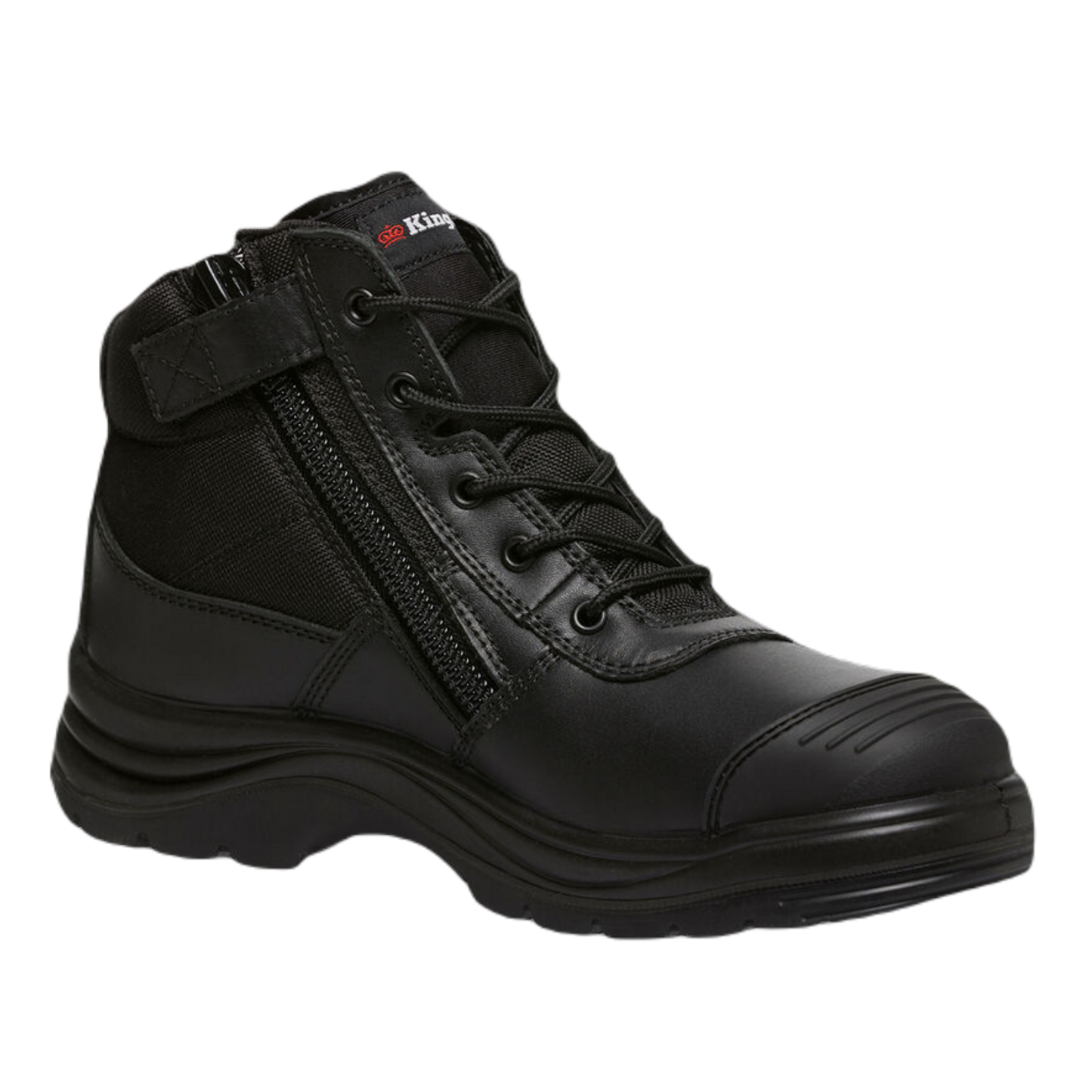 KingGee Men's Tradie Zip/Lace Steel Cap Safety Work Boots 5" - Black