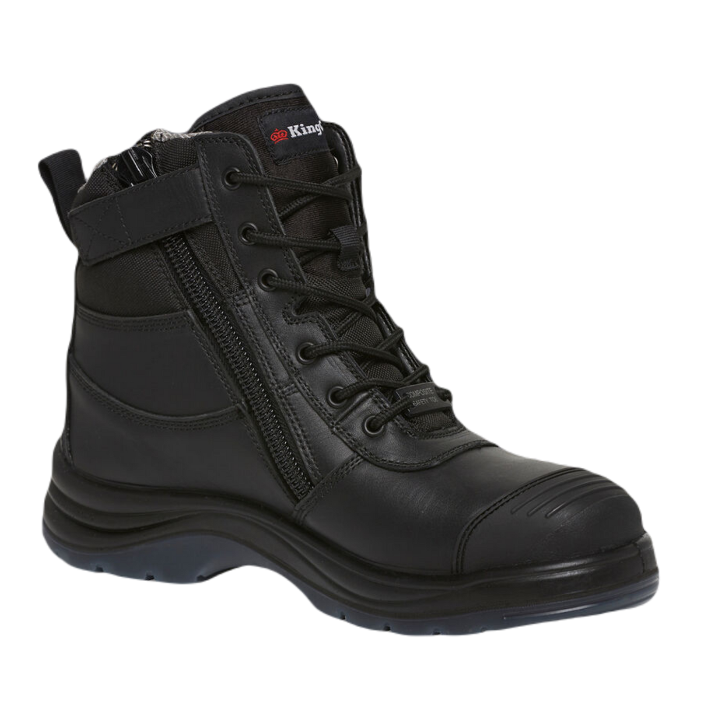 KingGee Men's Tradie Zip/Lace Composite Safety Work Boots 6" - Black