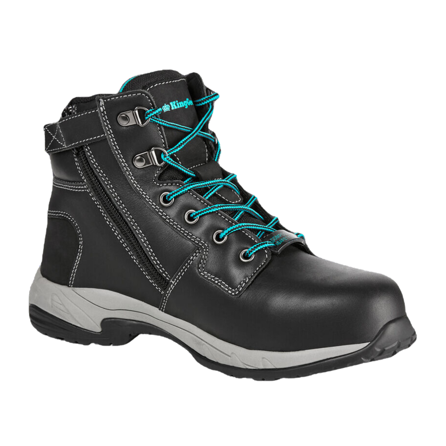 KingGee Women's Tradie Zip/Lace Steel Cap Work Boots 5" - Black