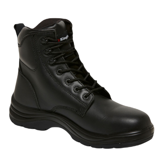 KingGee Men's Cook Lace Up Leather Safety Work Boots - Black
