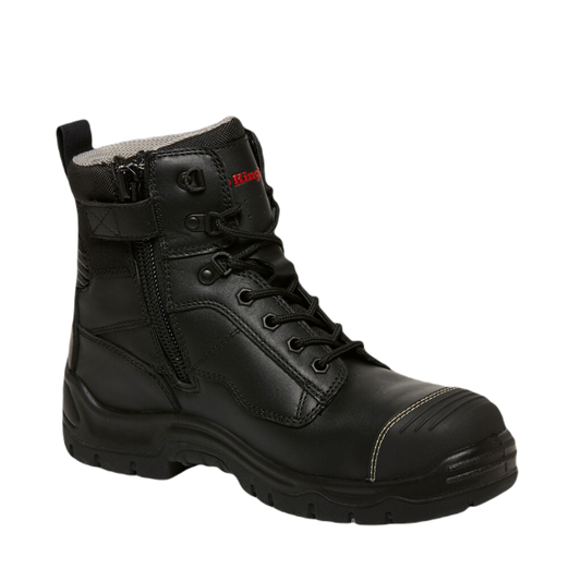 KingGee Men's Phoenix Zip/Lace Composite Safety Work Boots 6" - Black