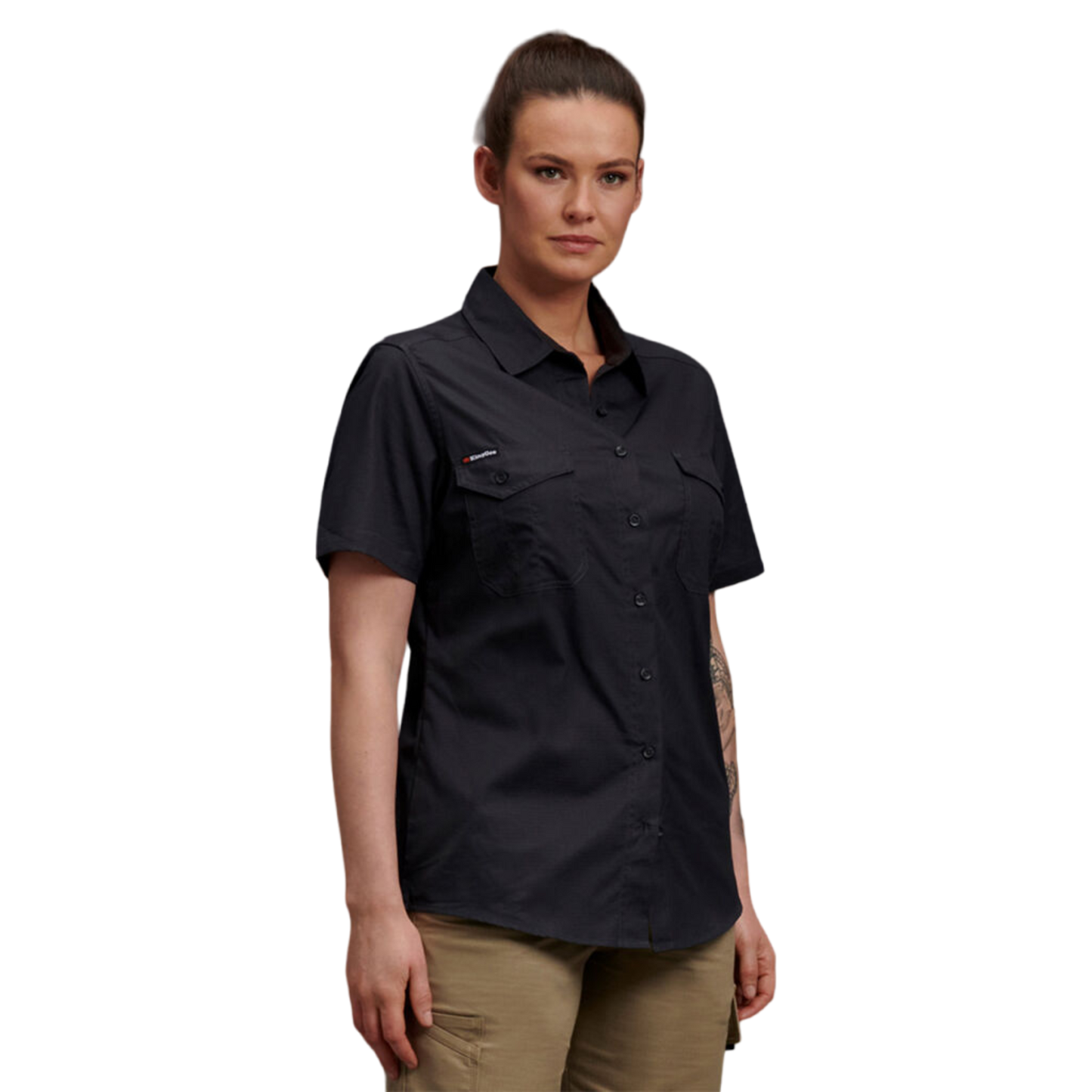 KingGee Women's Workcool 2 Lightweight Short Sleeve Work Shirt - Charcoal