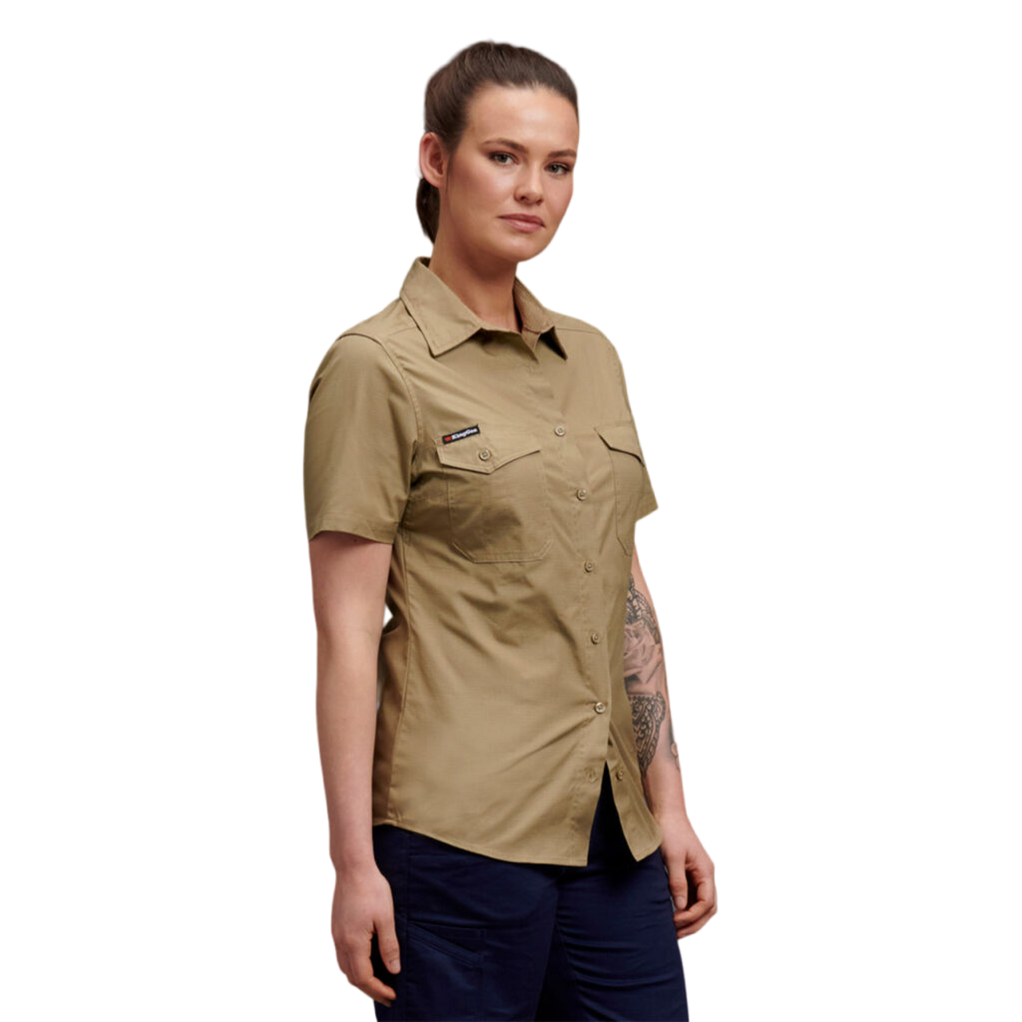 KingGee Women's Workcool 2 Lightweight Short Sleeve Work Shirt - Khaki