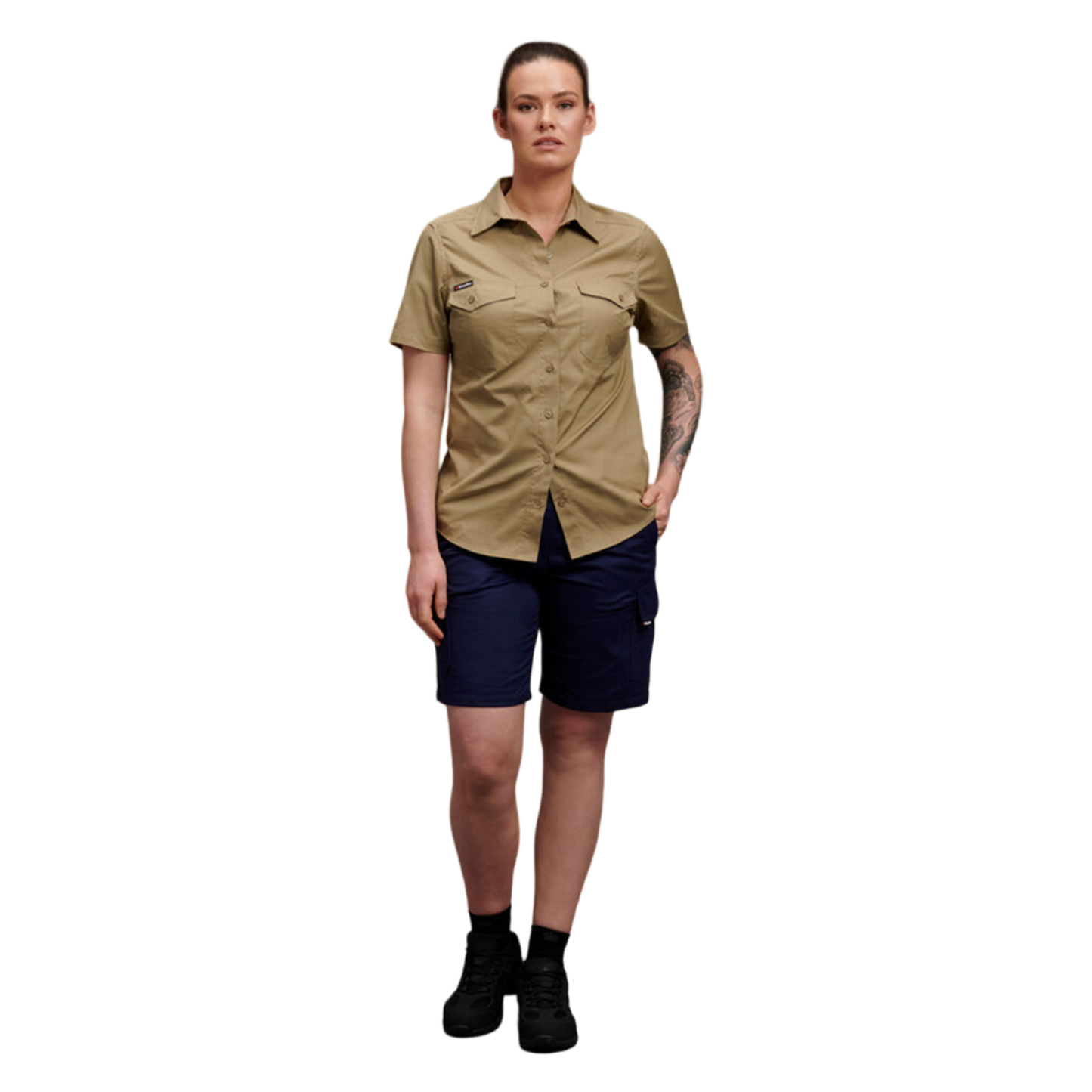KingGee Women's Workcool 2 Lightweight Short Sleeve Work Shirt - Khaki